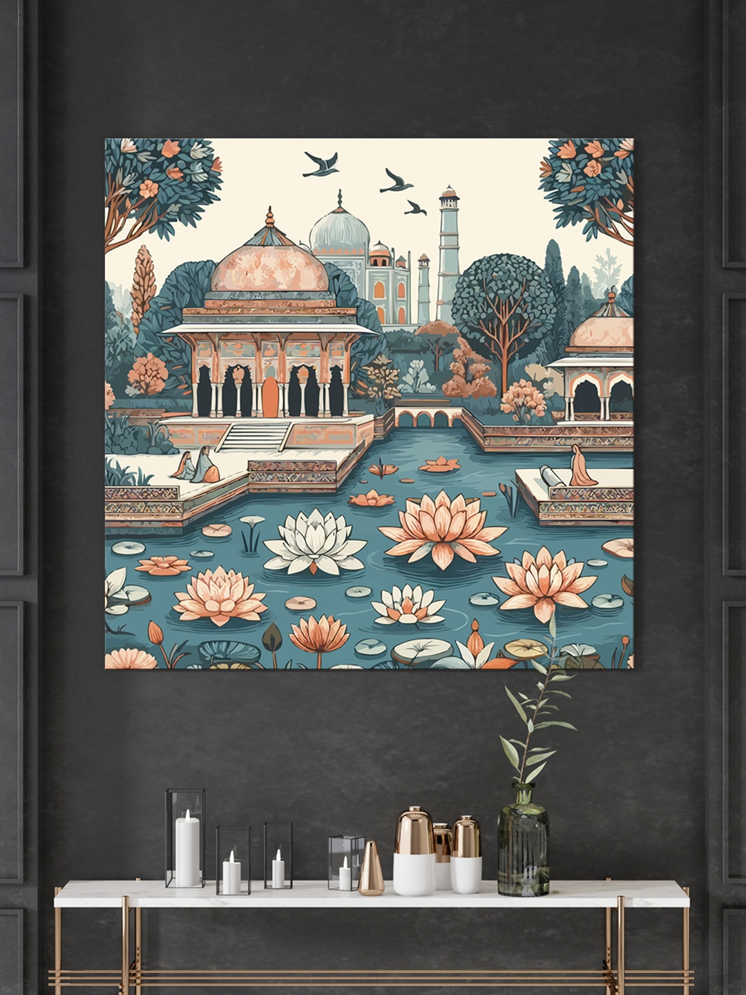 

999Store Blue & White Canvas Floral and Botanical Wall Painting
