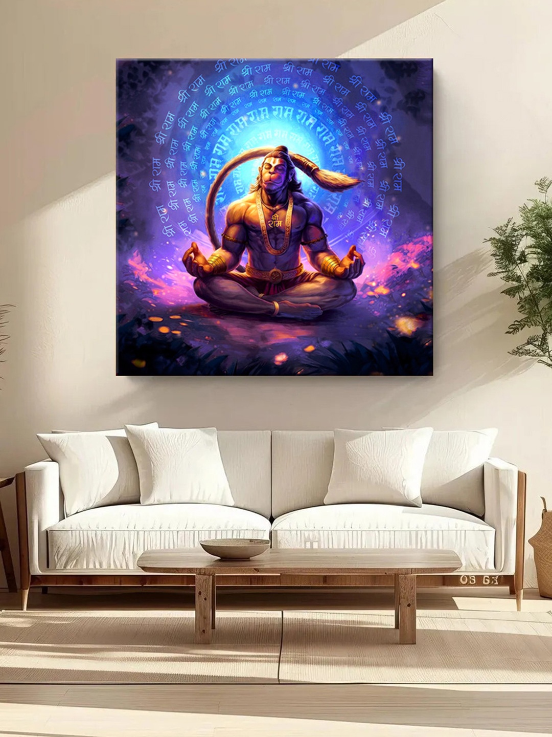 

999Store Blue & Pink Canvas Religious Wall Paintings Wall Art