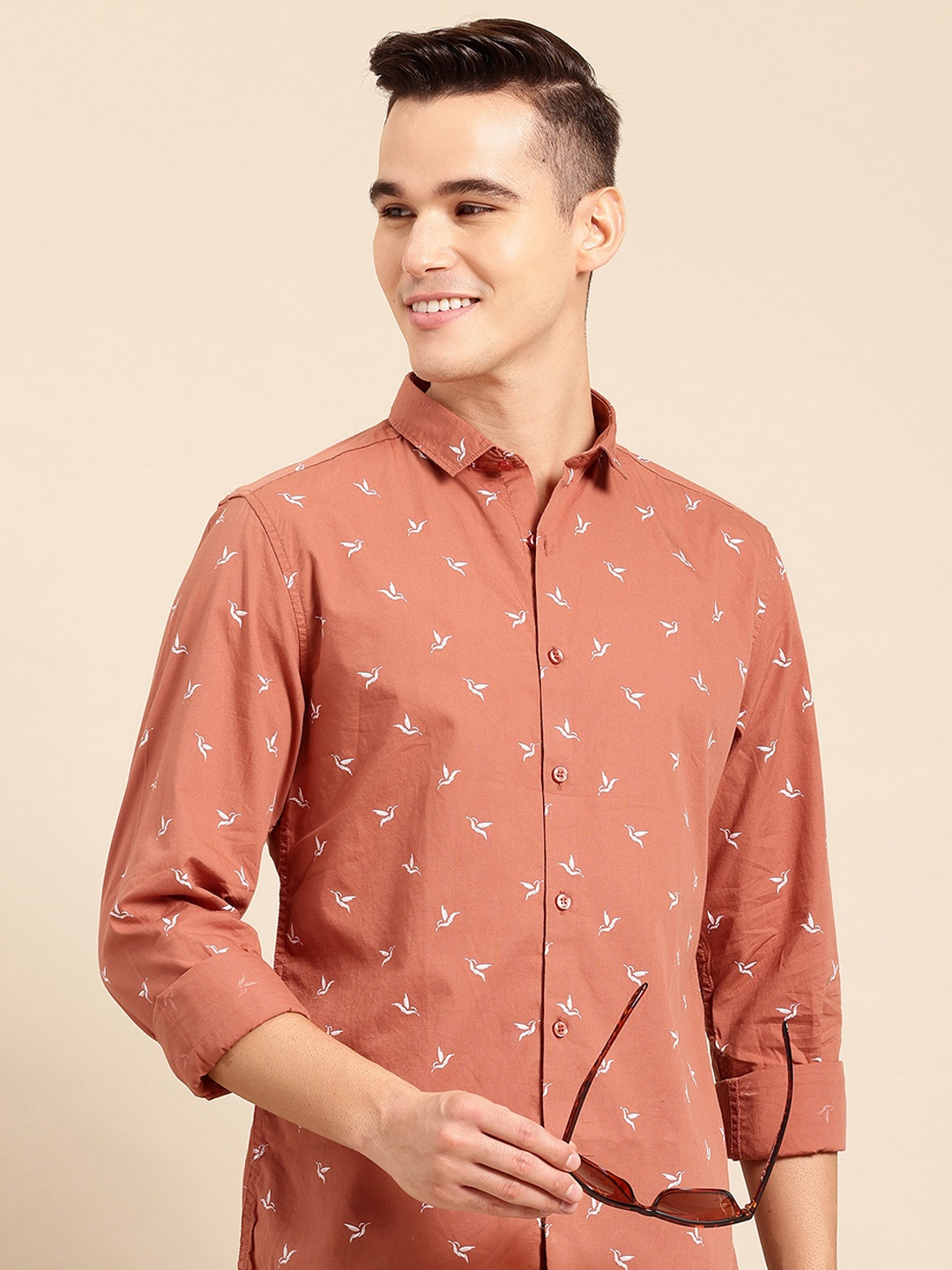 

Mast & Harbour Pure Cotton Floral Printed Casual Shirt, Rust