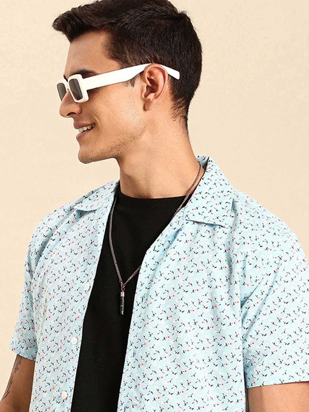 

Mast & Harbour Floral Printed Cotton Linen Casual Shirt, Blue