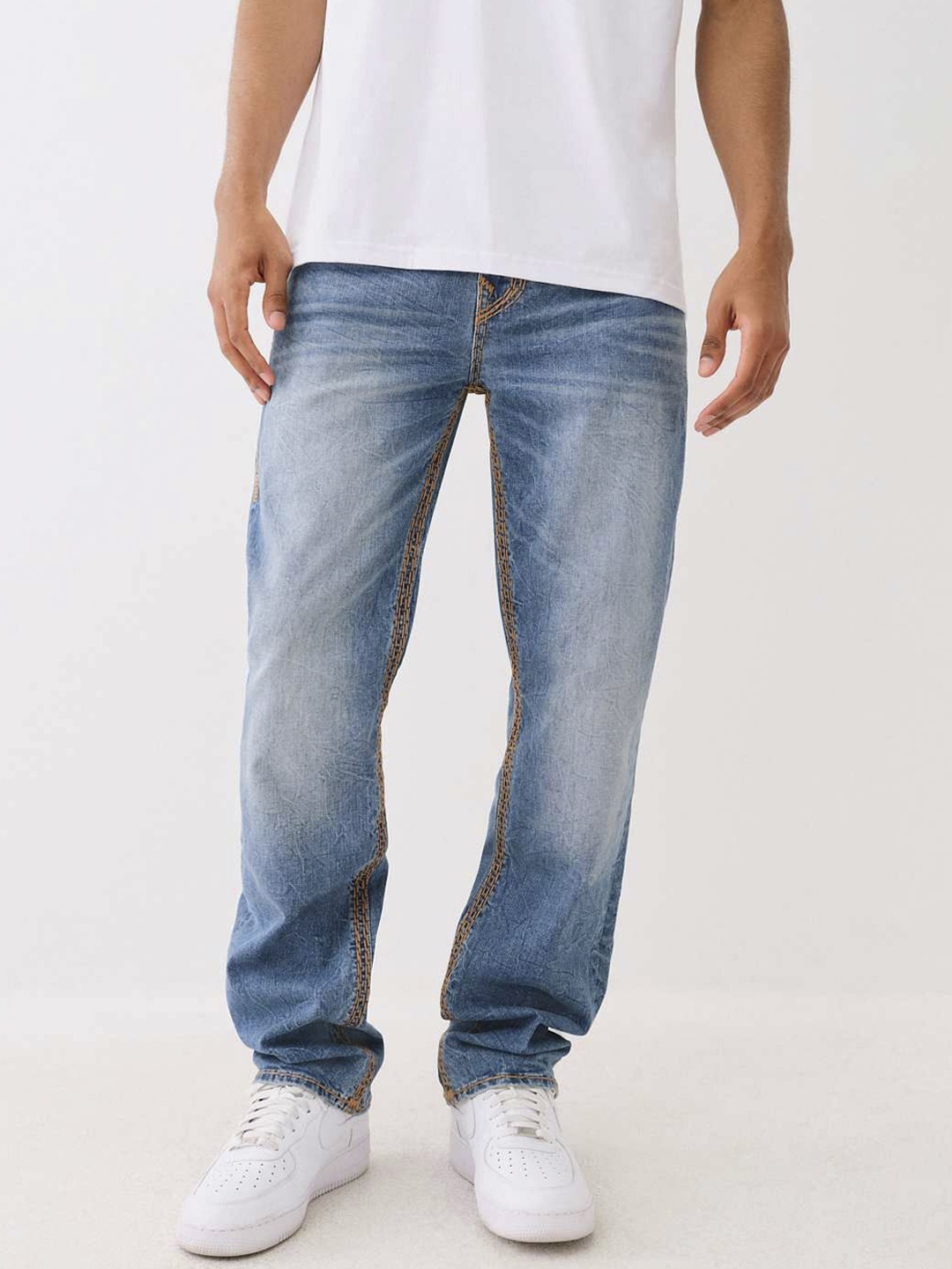 

True Religion Super QT Ricky Straight Fit Blue Mid-Rise Washed Jeans