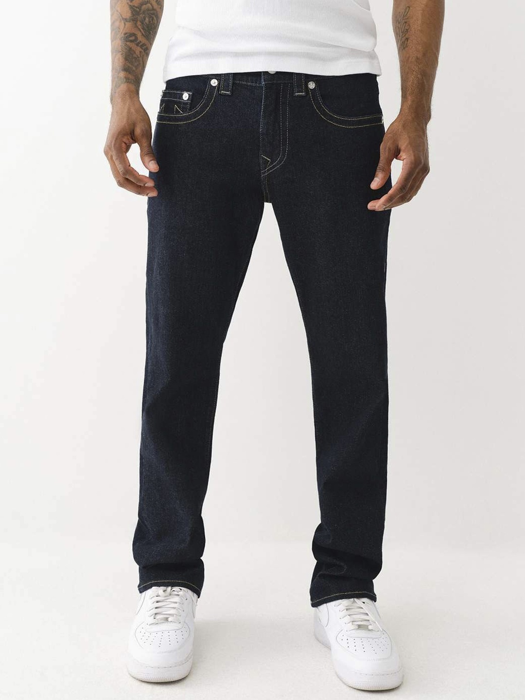

True Religion SN Ricky Straight Fit Blue Mid-Rise Solid Jeans