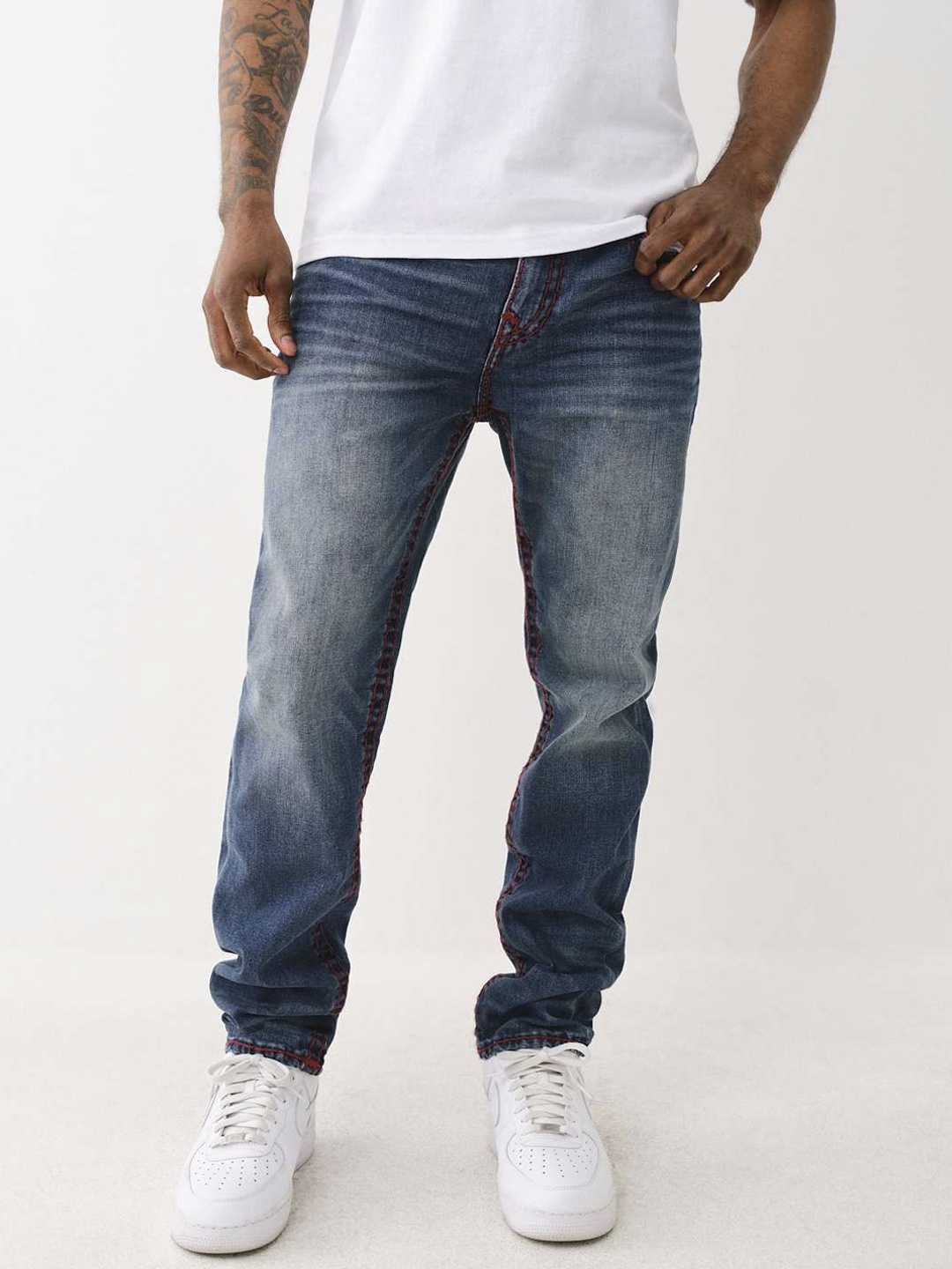 

True Religion Super T Rocco Slim Fit Blue Mid-Rise Washed Jeans