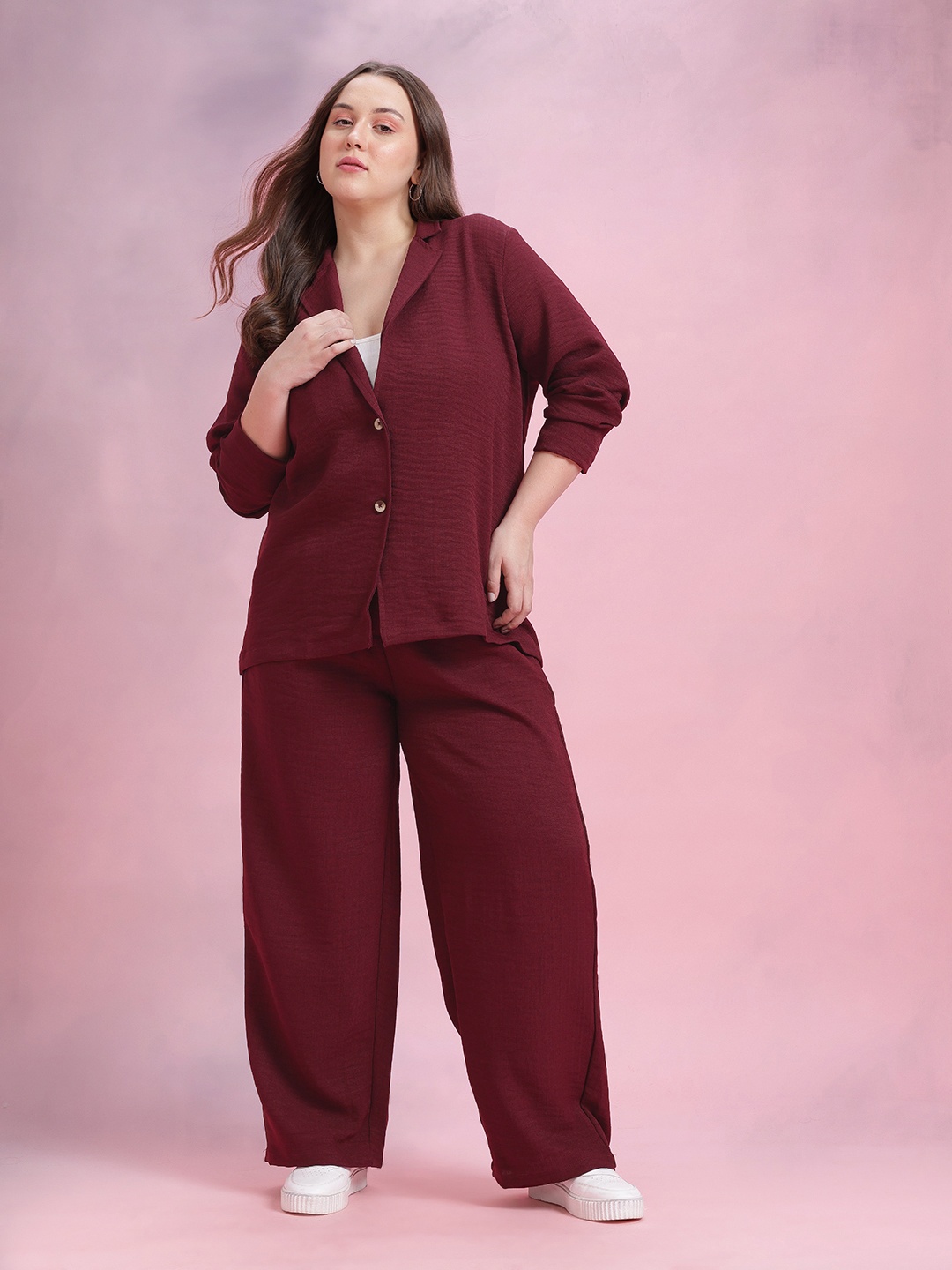 

DressBerry Curve Plus Size Pure Cotton Co-Ords, Maroon