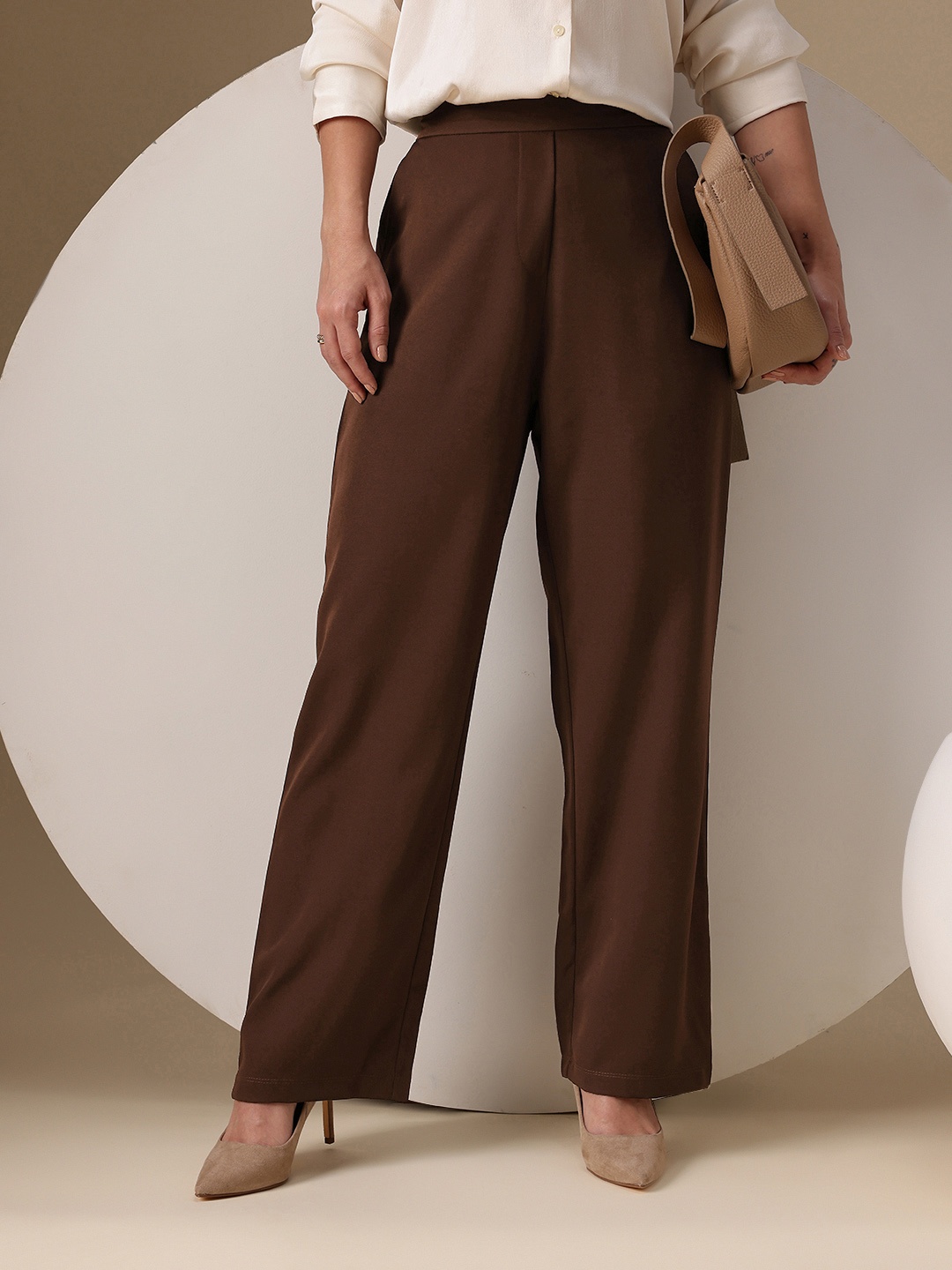 

Chemistry Women Wide Leg Casual Trousers, Brown