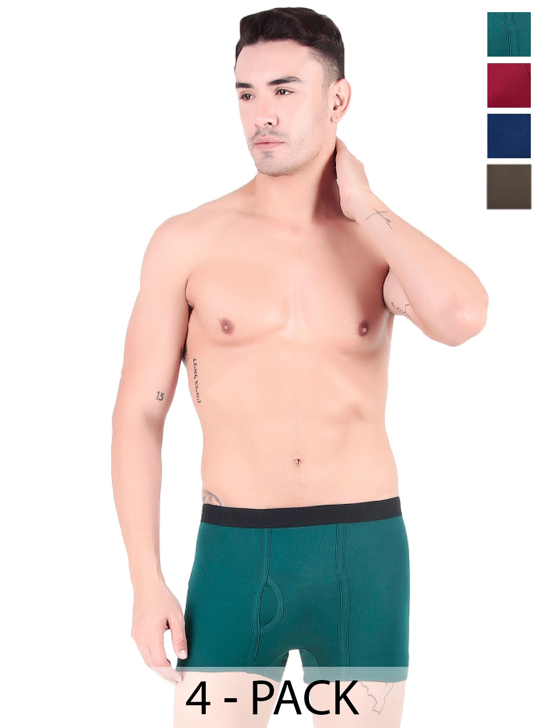 

inner element Pack Of 4 Pure Cotton Trunks IElement_Mini_Trunk_Pk4_XS, Green
