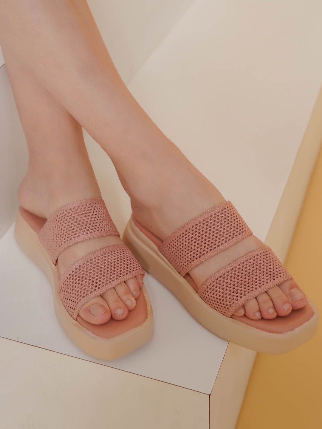

Shezone Platform Heeled Sandals, Peach
