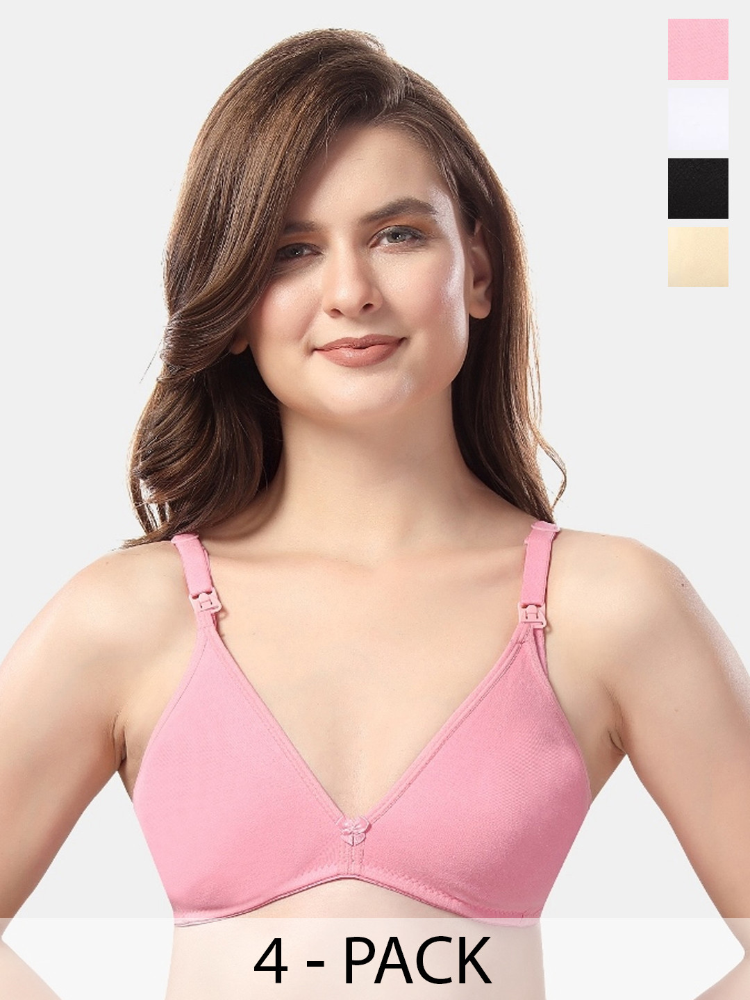 

Fabme Women's Deepneck, Seamless Bra Half Coverage, White