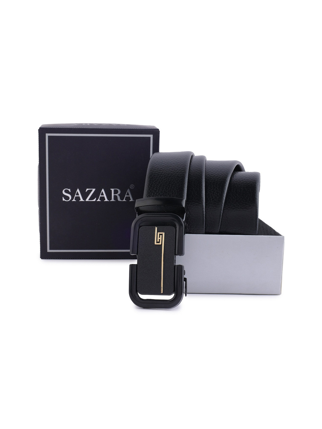 

SAZARA Men Textured Leather Belt, Black