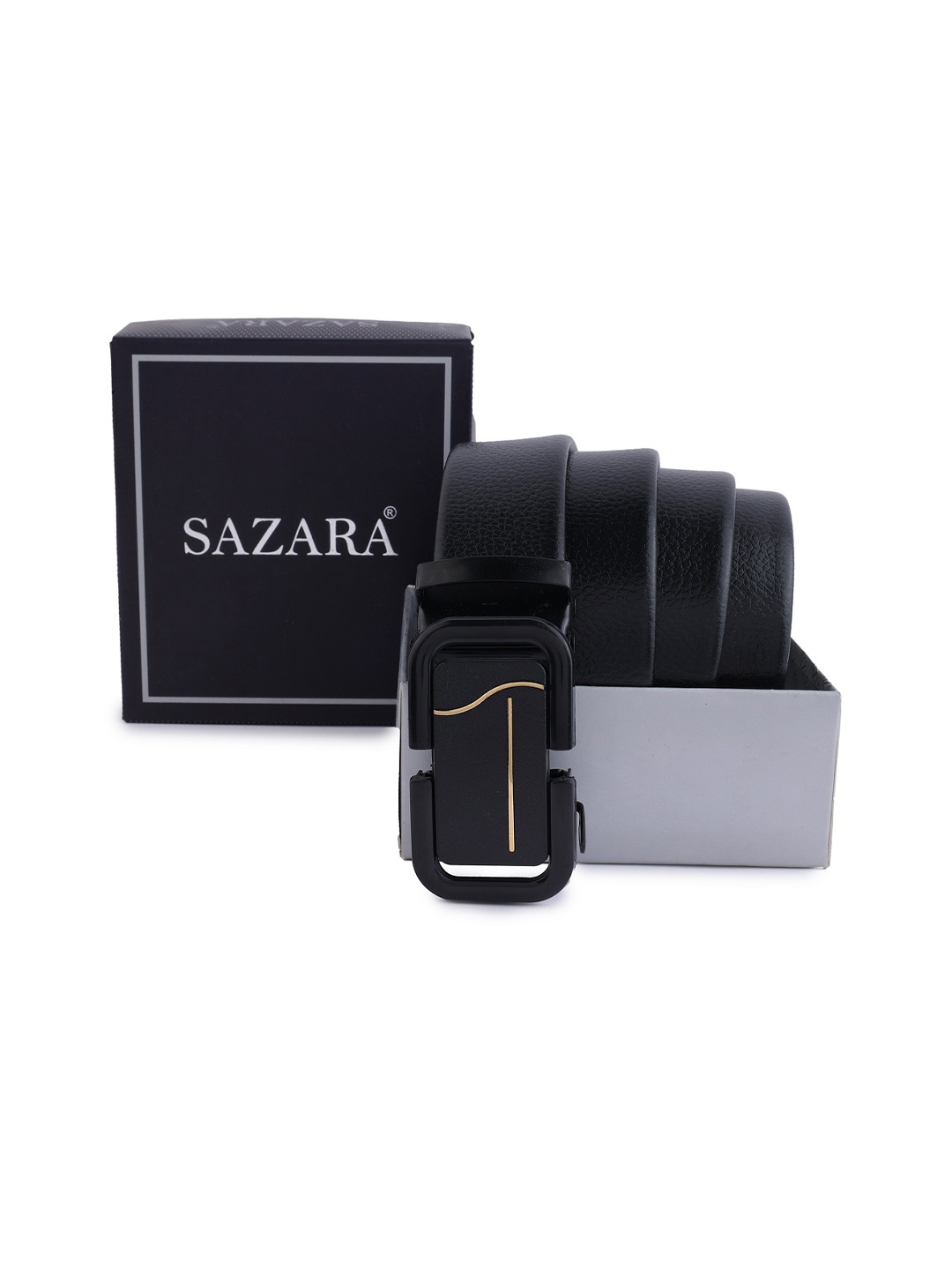 

SAZARA Men Textured Leather Belt, Black