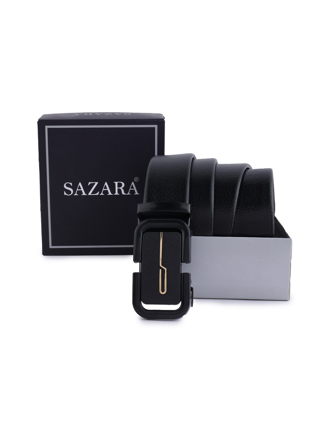 

SAZARA Men Textured Leather Belt, Black