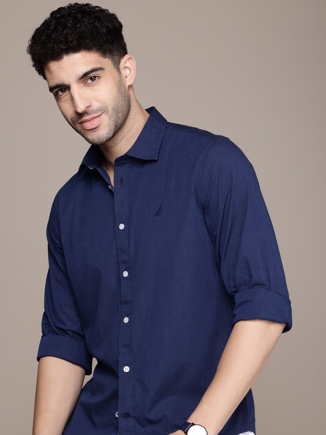 

Nautica Men Smart Slim Fit Opaque Casual Shirt, Navy blue