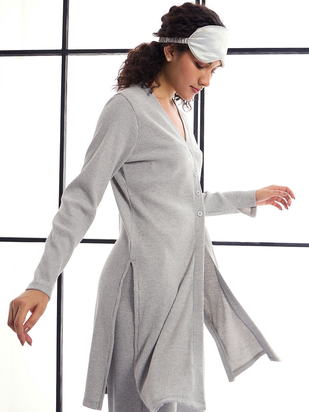 

SASSAFRAS alt-laze Women Solid Night suit, Grey