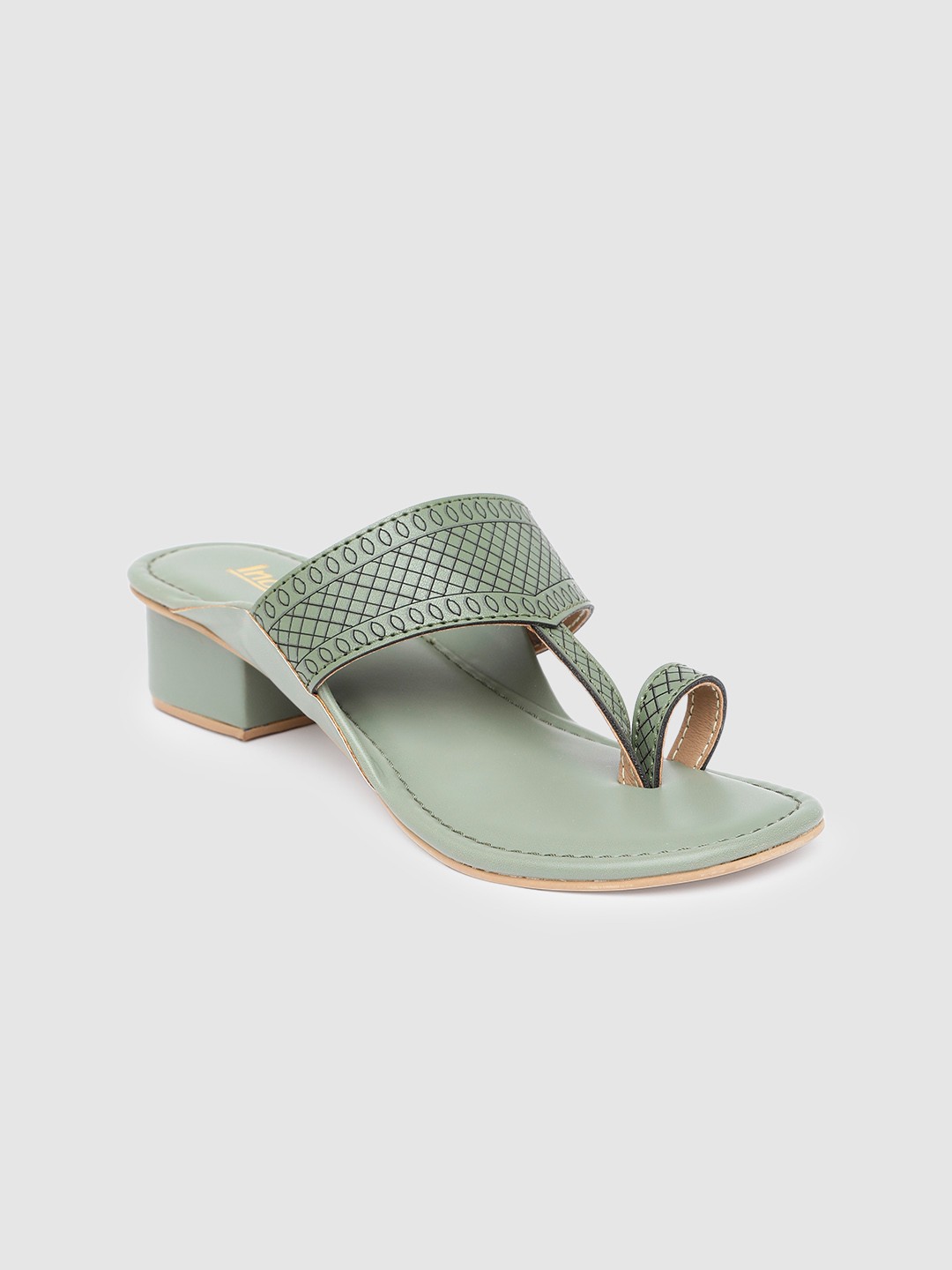 

Inc 5 One Toe Style Printed Block Sandals, Green