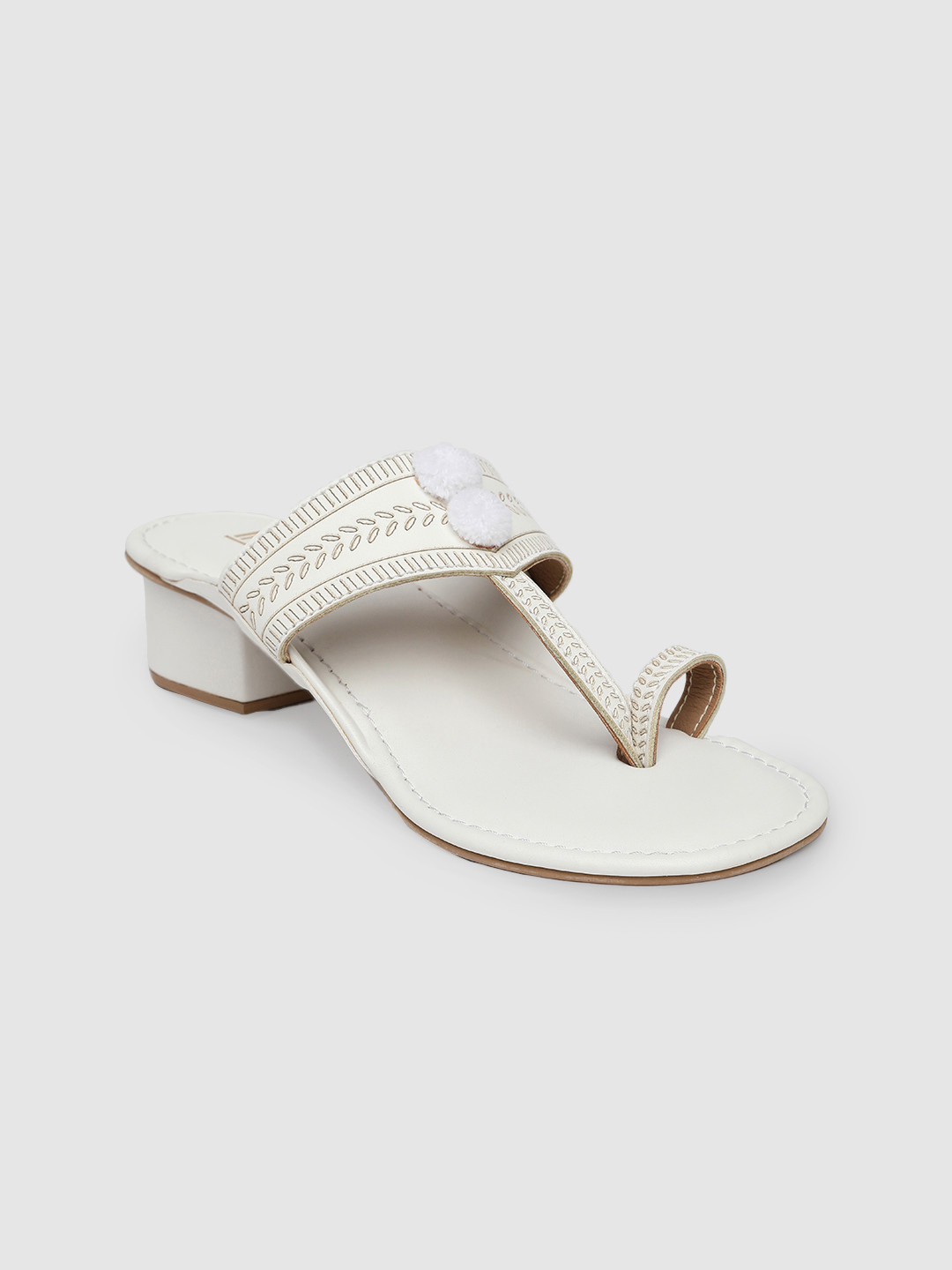 

Inc 5 One Toe Style Printed Block Heel Sandals, White