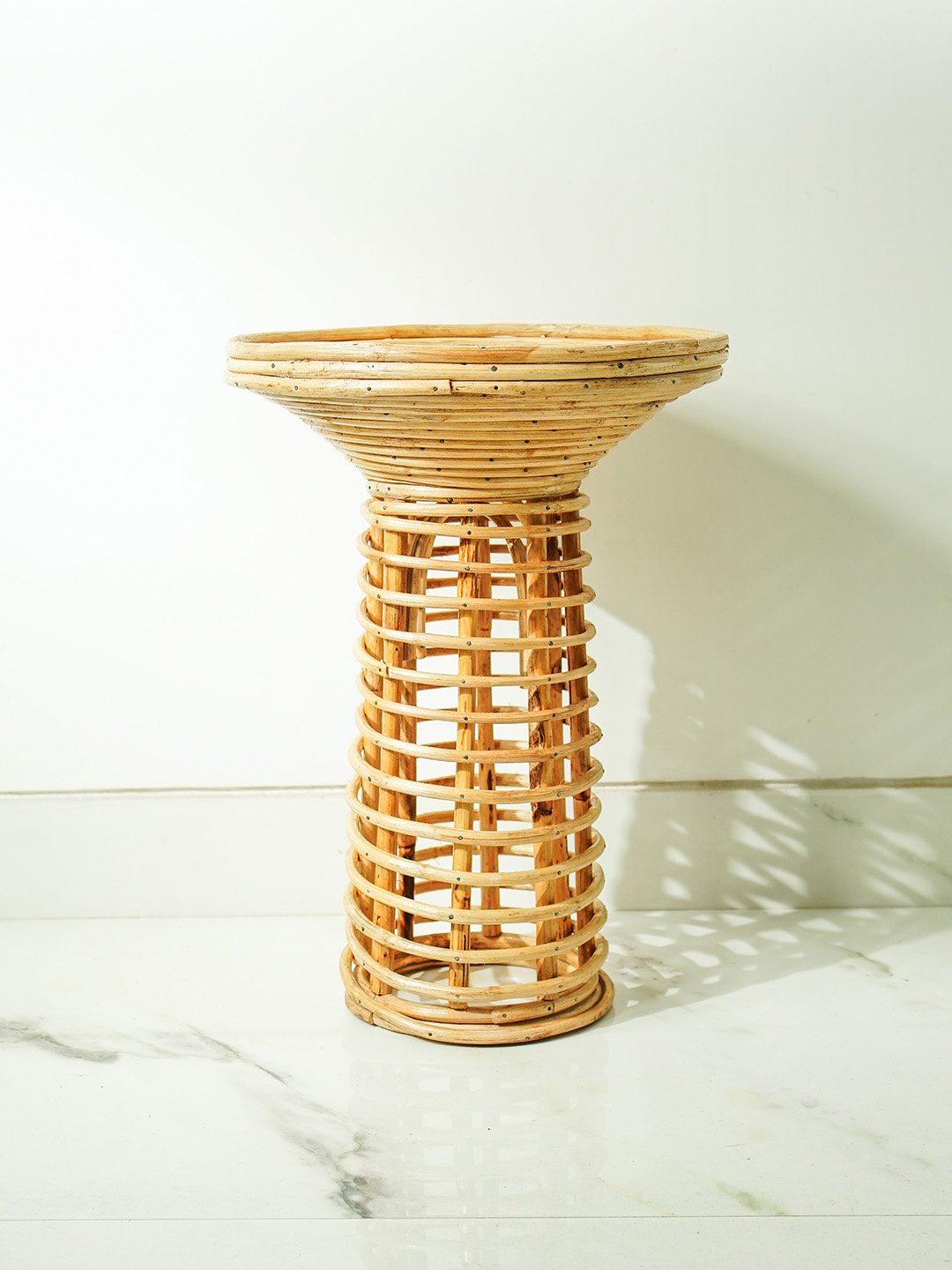 

AJAARA Beige Textured Rattan Tikli Bedside Table