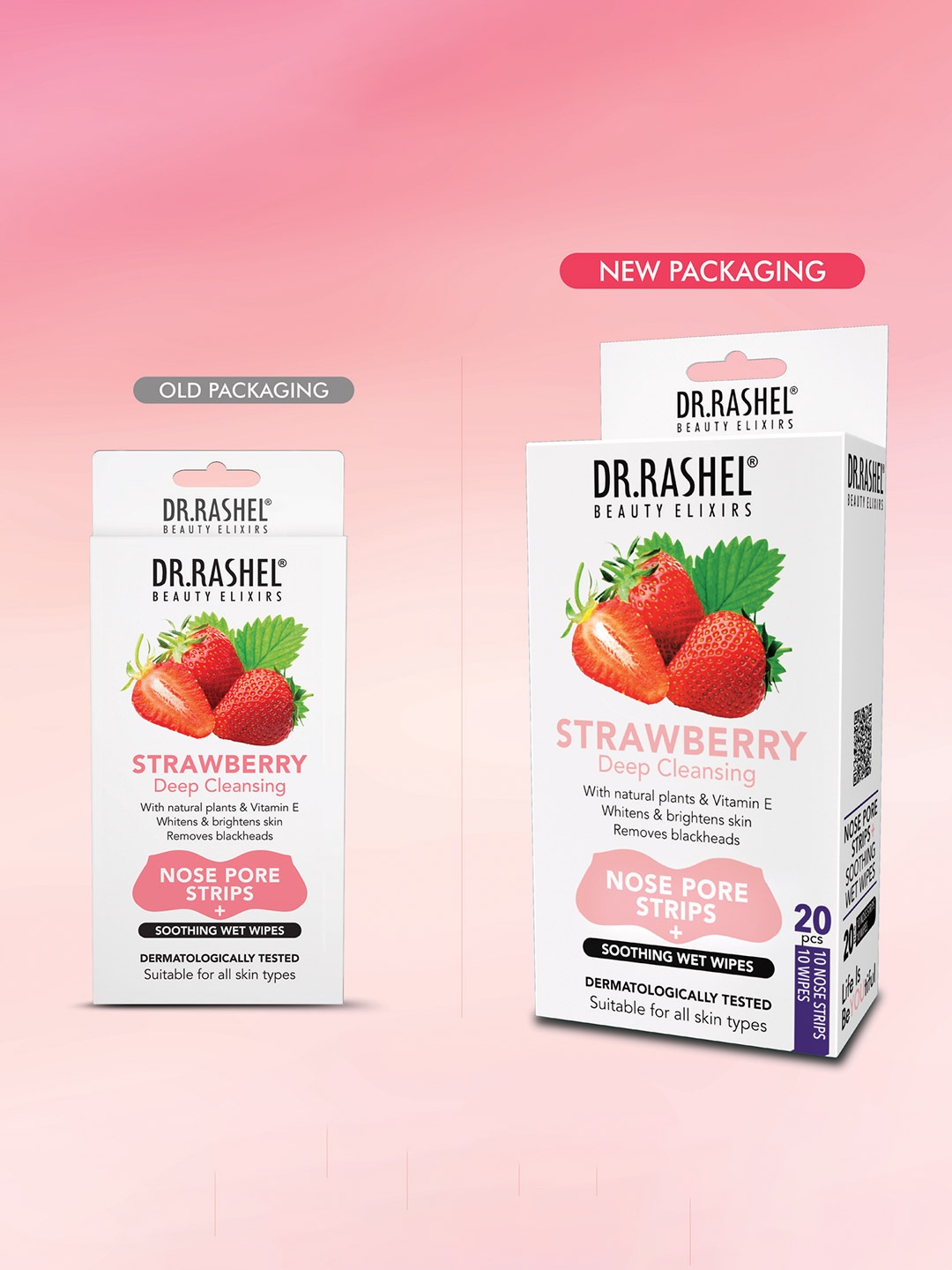 

DR.RASHEL Strawberry Nose Strips & Wet Wipes - 20-pcs, Pink
