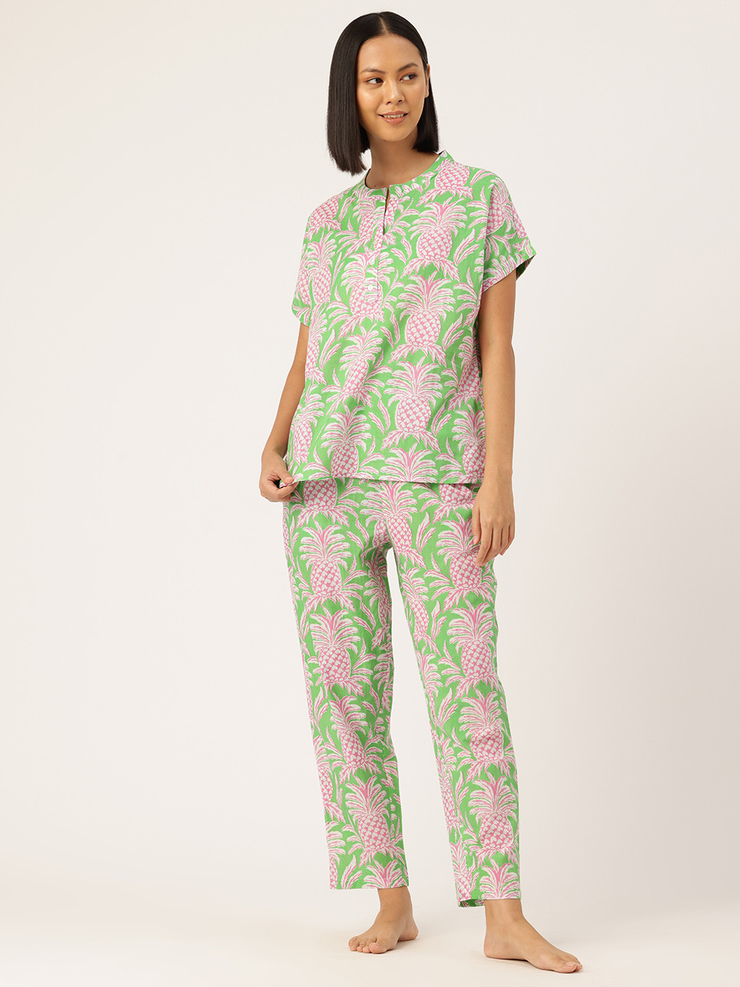

ETC Printed Pure Cotton Night Suit, Green