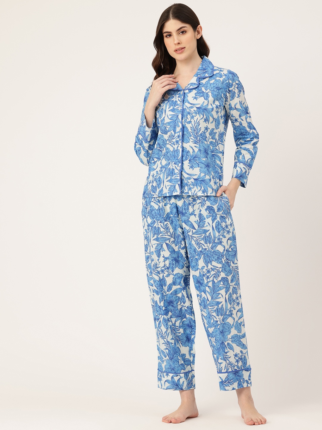 

ETC Floral Printed Night suit, Blue