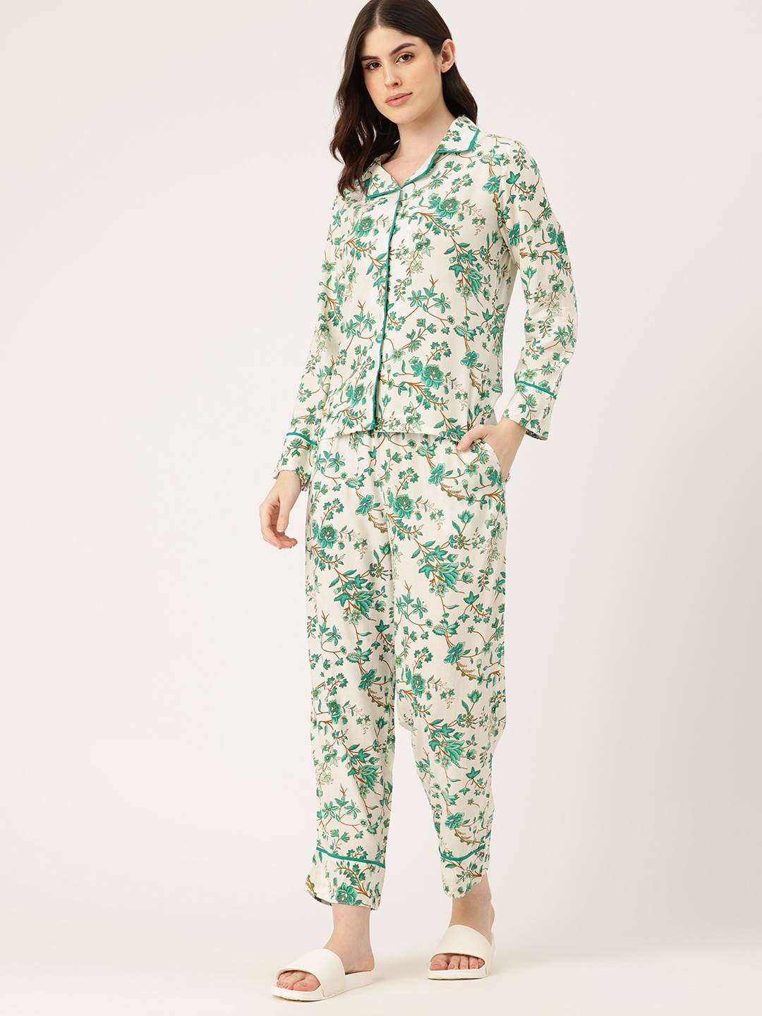 

ETC Floral Printed Night suit, Green