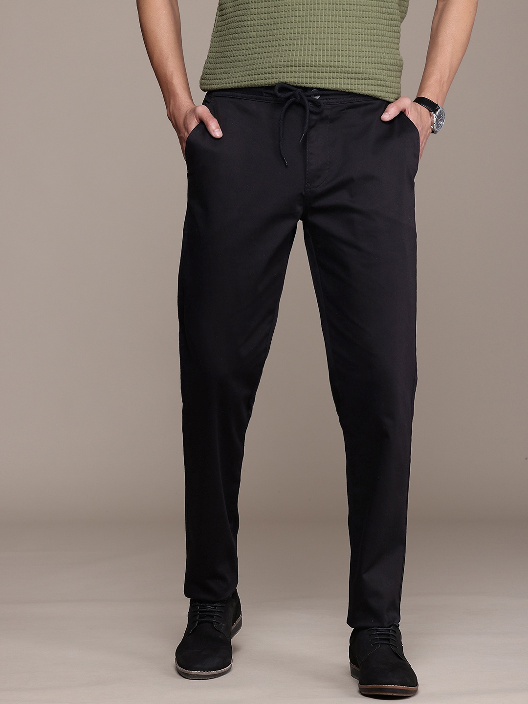 

French Connection Men Smart Slim Fit Chinos Trousers, Black