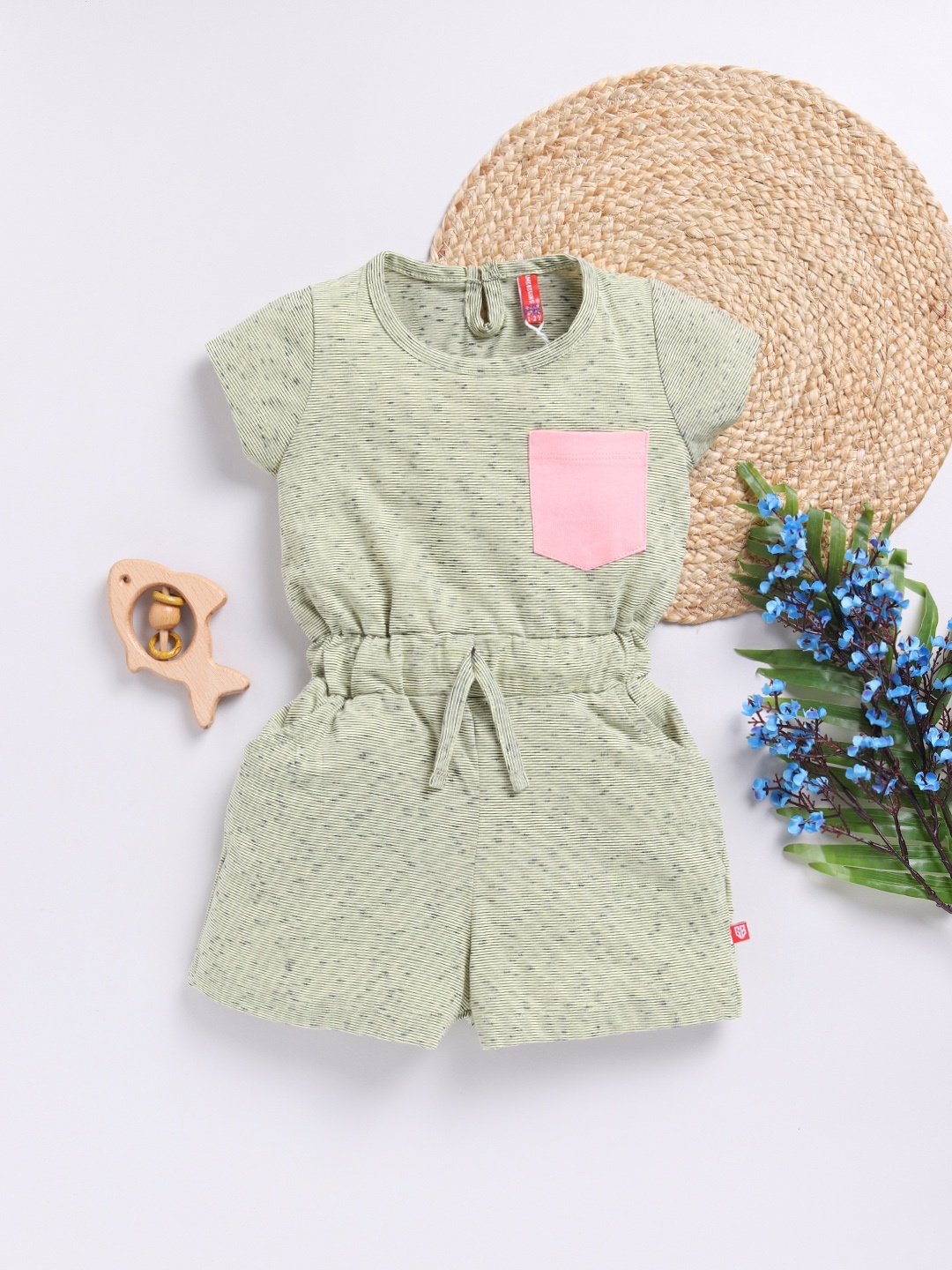 

Here&Now X Game Begins Girls Striped Pure Cotton Playsuit, Yellow