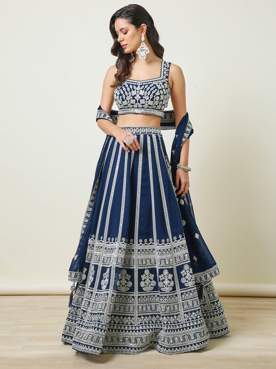 

Soch Embroidered Sequinned Ready to Wear Lehenga & Blouse With Dupatta, Teal