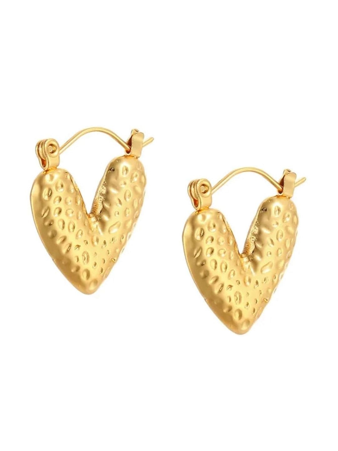 

DressBerry Gold Plated Heart Shaped Hoop Earrings