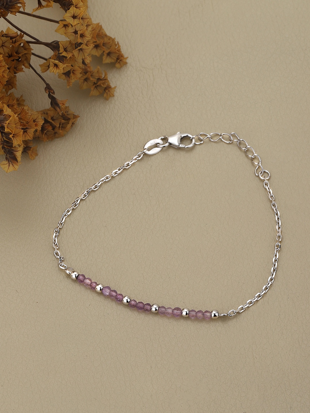 

Sangria Rhodium-Plated 925 Sterling Silver Amethyst Link Bracelet