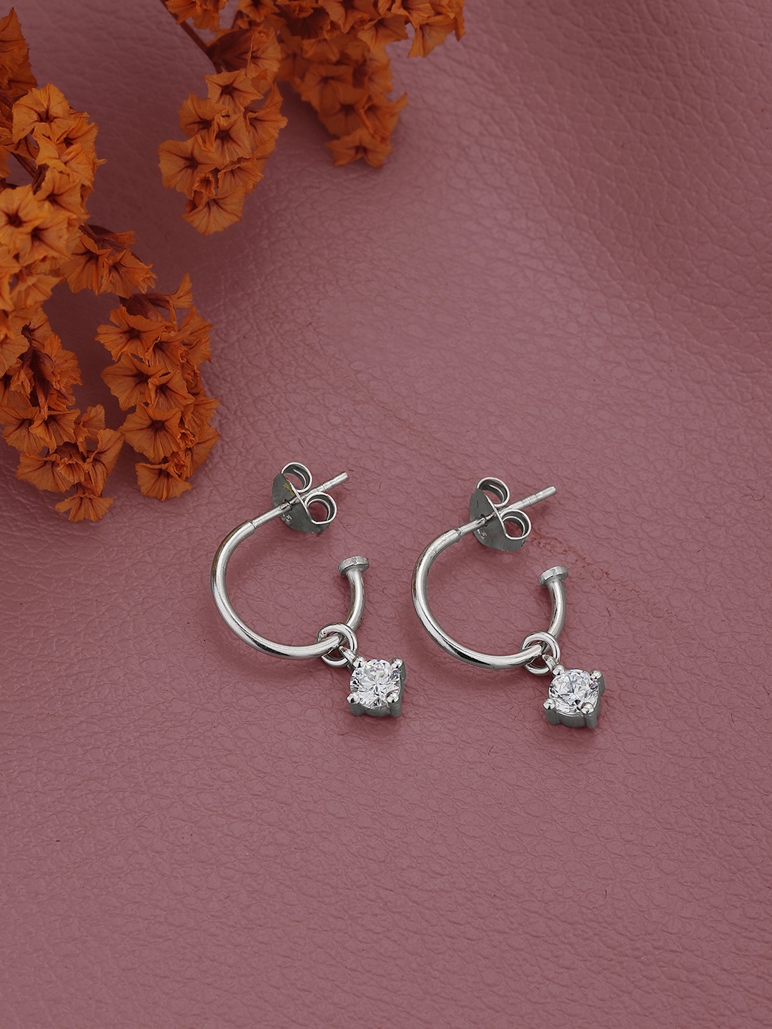 

Sangria Rhodium-Plated 925 Sterling Silver Circular Half Hoop Earrings