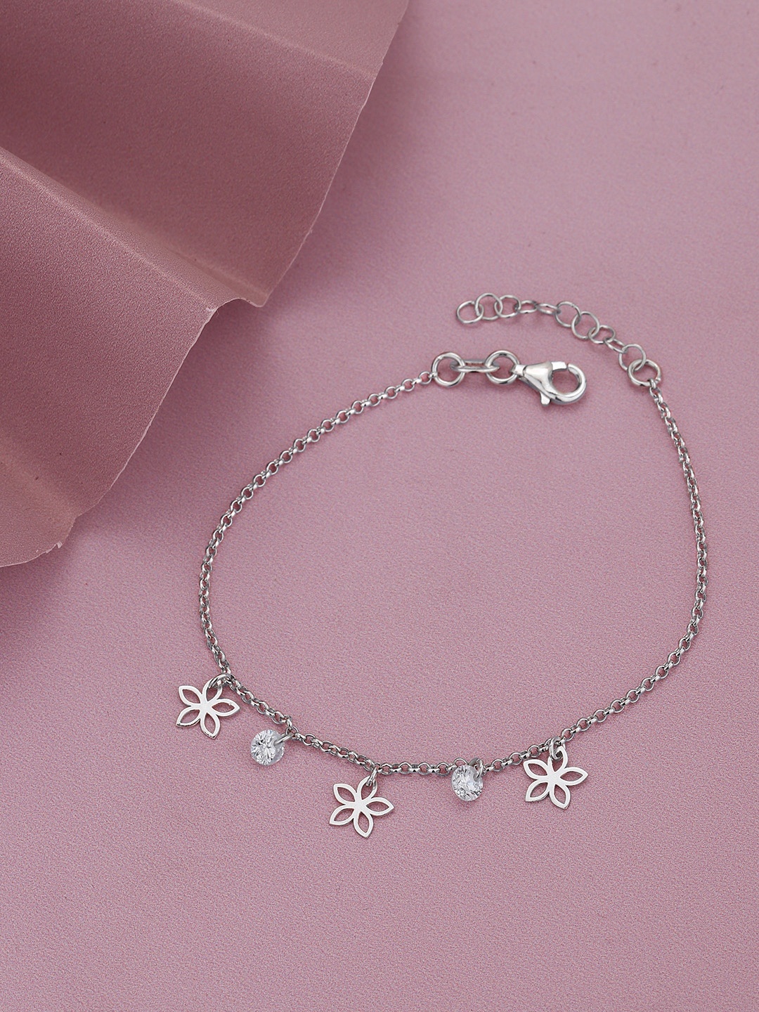 

Sangria Rhodium-Plated 925 Sterling Silver Cubic Zirconia Charm Bracelet