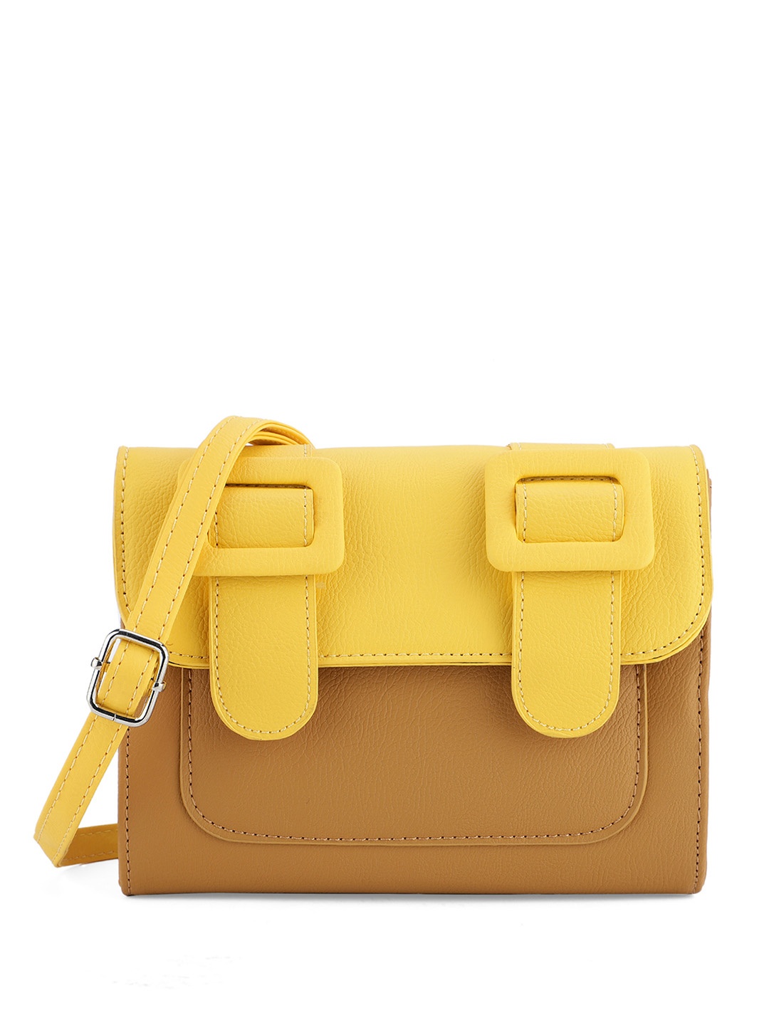 

IDA PU Structured Shoulder Bag, Yellow