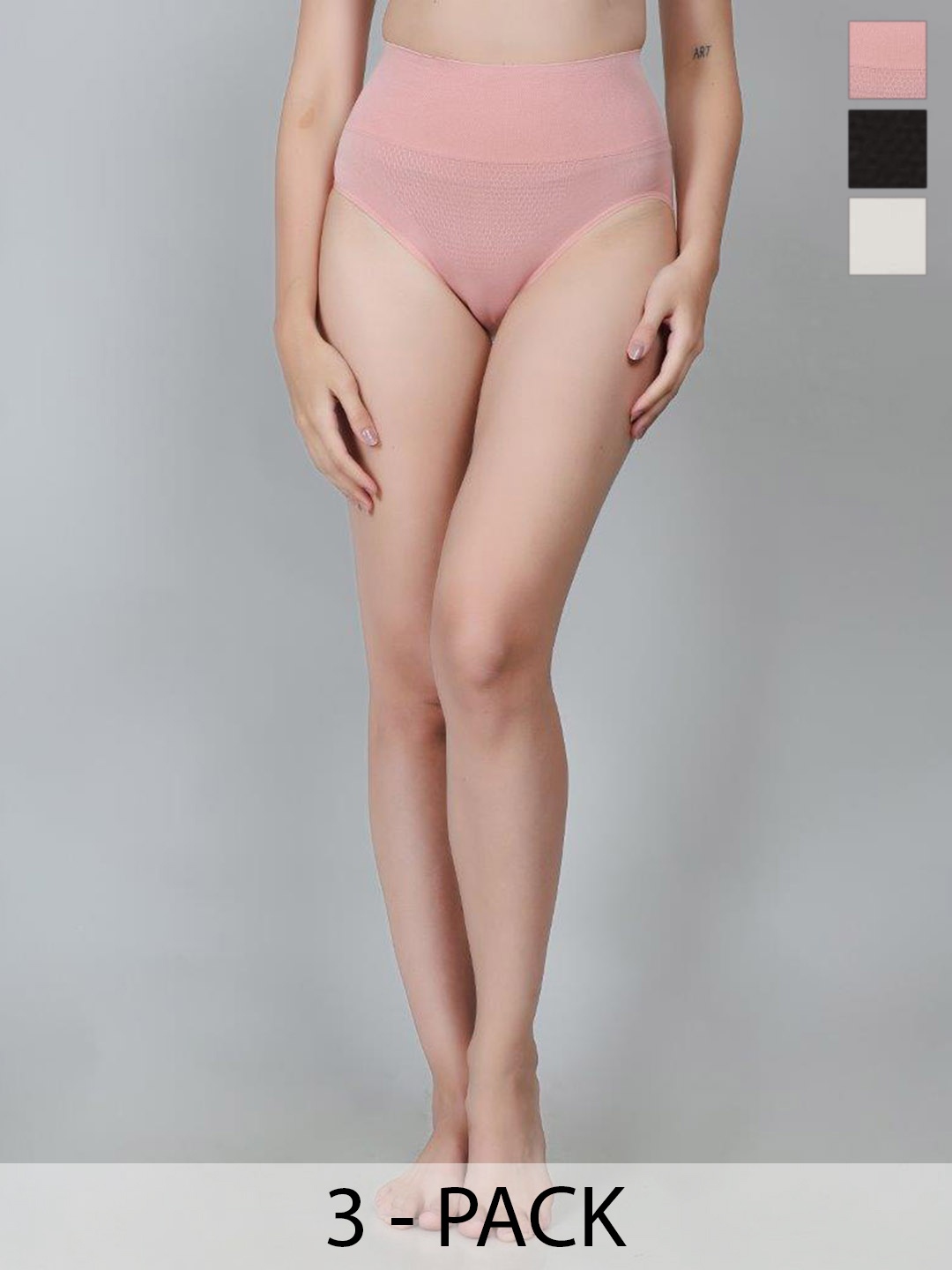 

Fabme Pack Of 3 Mid Rise Shaper Briefs PO3-PT22BK-PT24GY-PK, Grey