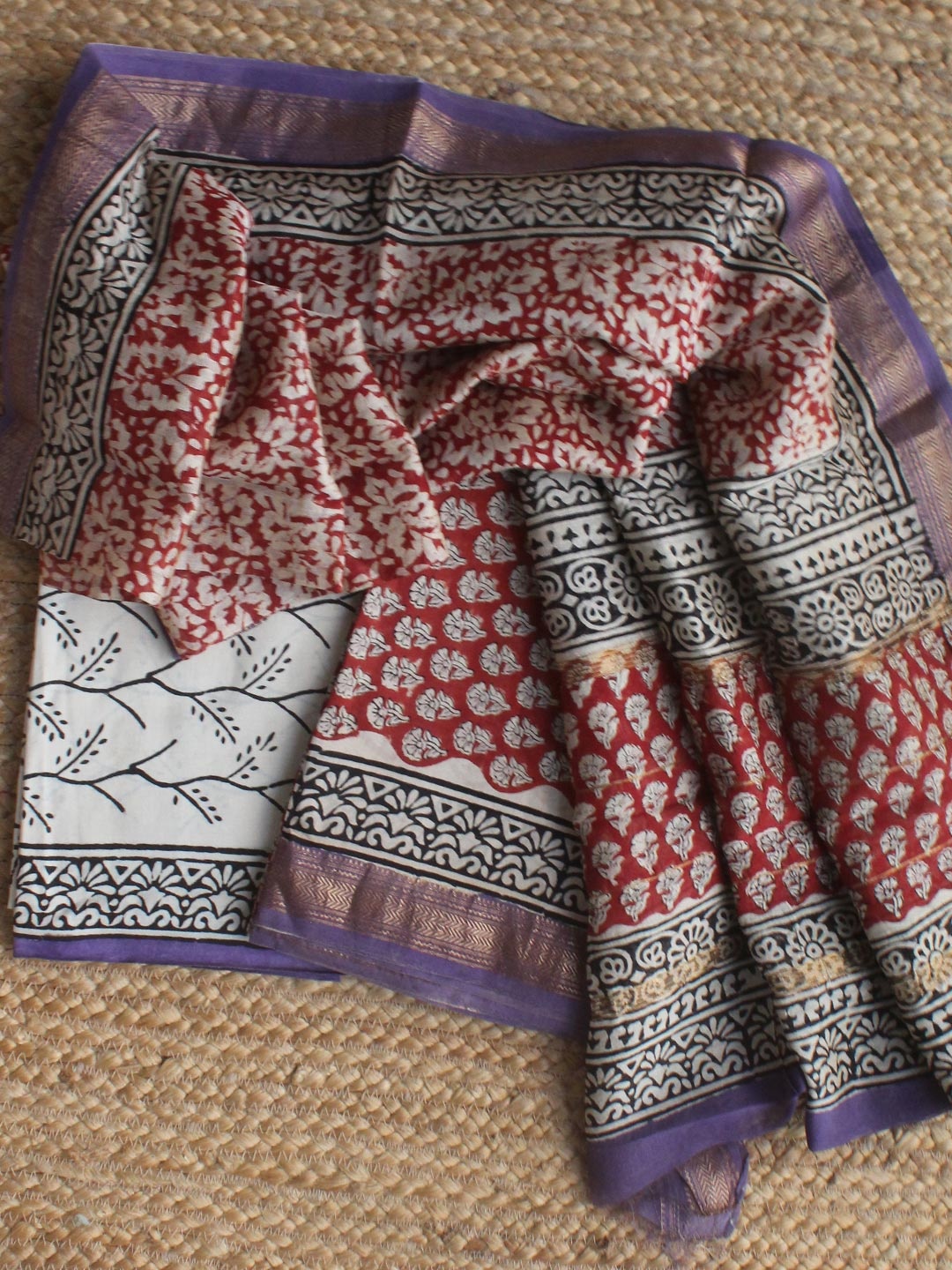 

Weaves of Tradition Ethnic Motifs Printed Unstitched Dress Material, Maroon