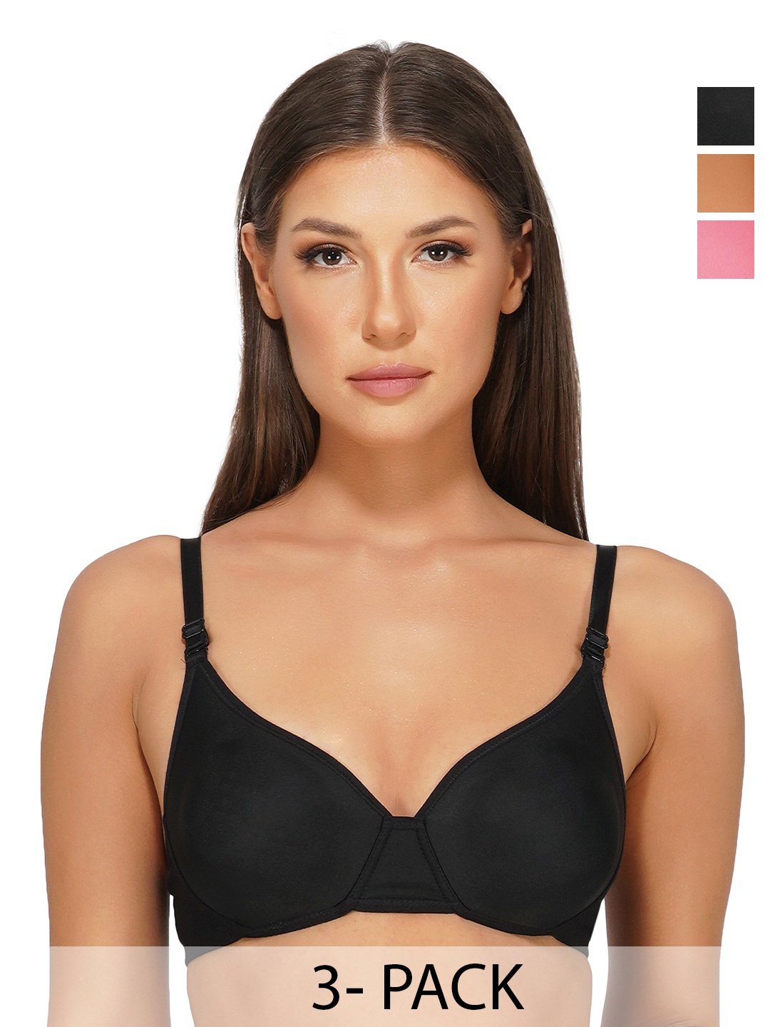 

INGRID Women Durable & Long Lasting Cotton Everyday Underwired Padded Bra, Black