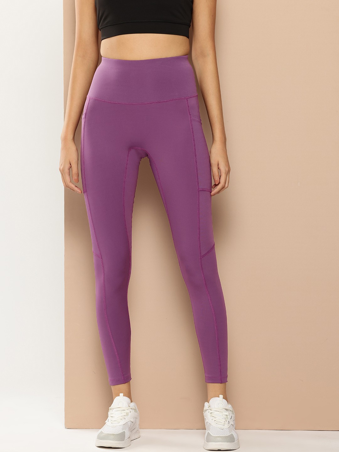

Alcis Women Solid Ankle Length Tights, Purple