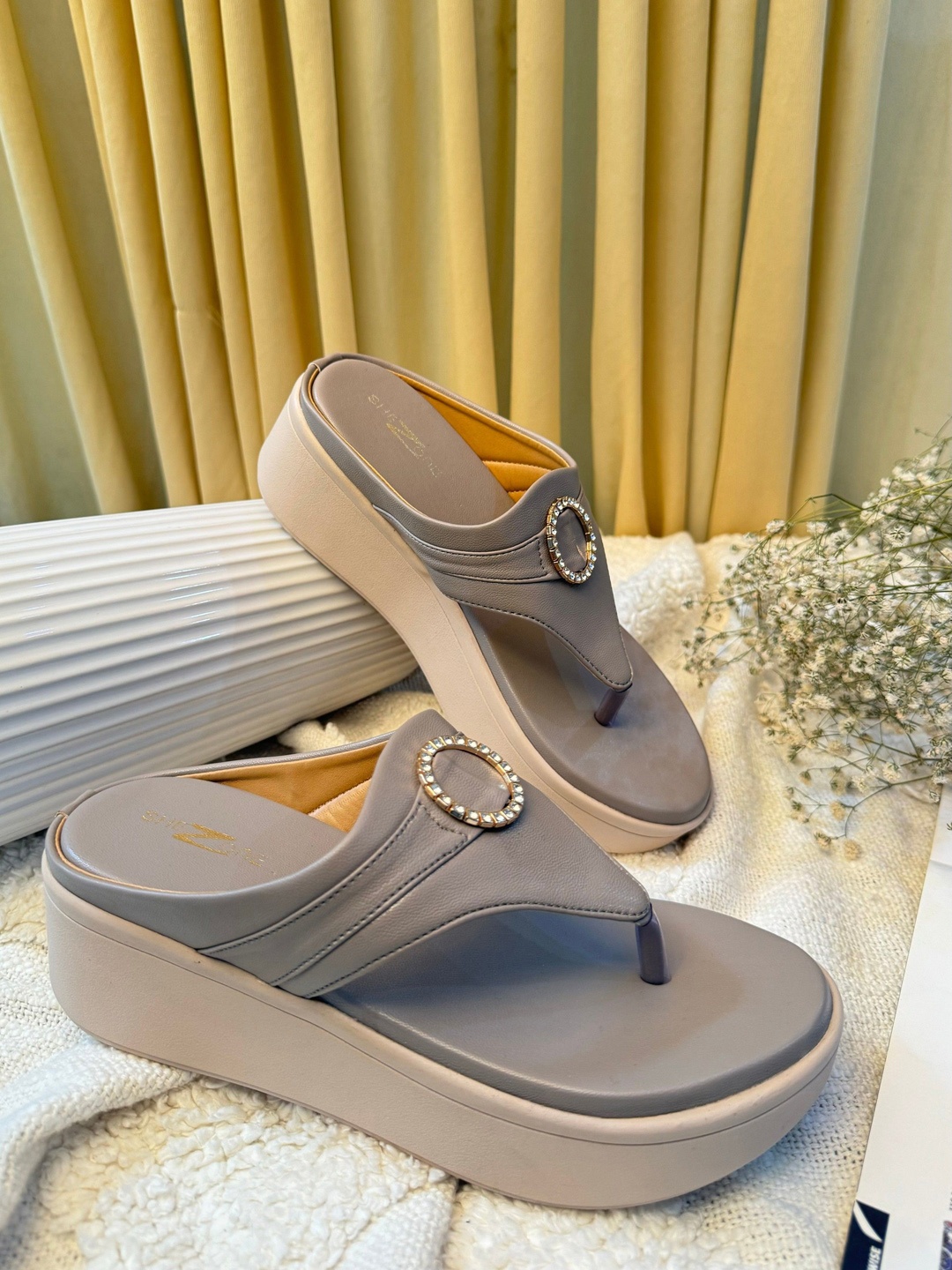 

Shezone Women Wedge Sandals Heels, Grey