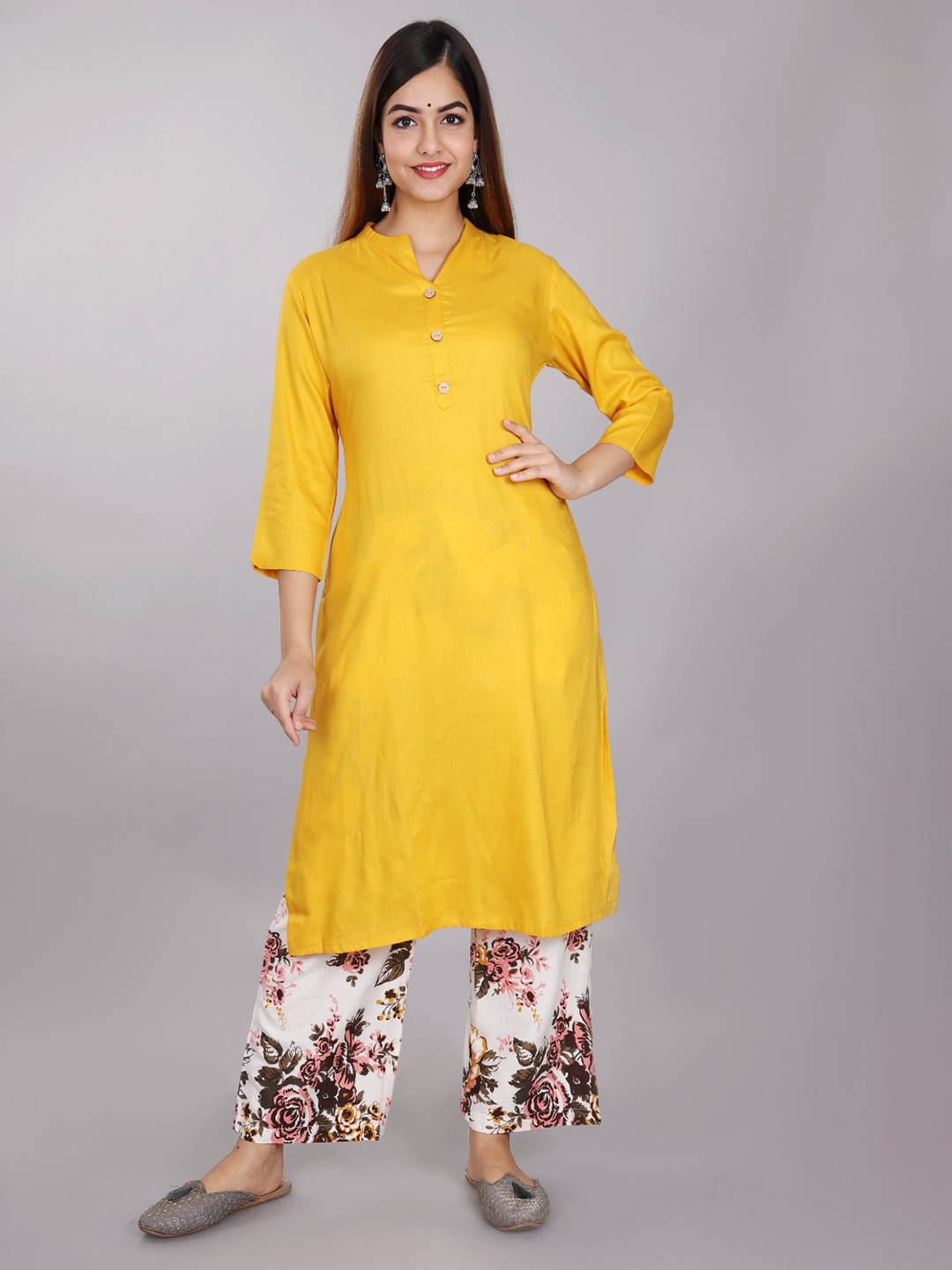 

BAESD Mandarin Collar Straight Kurta, Yellow