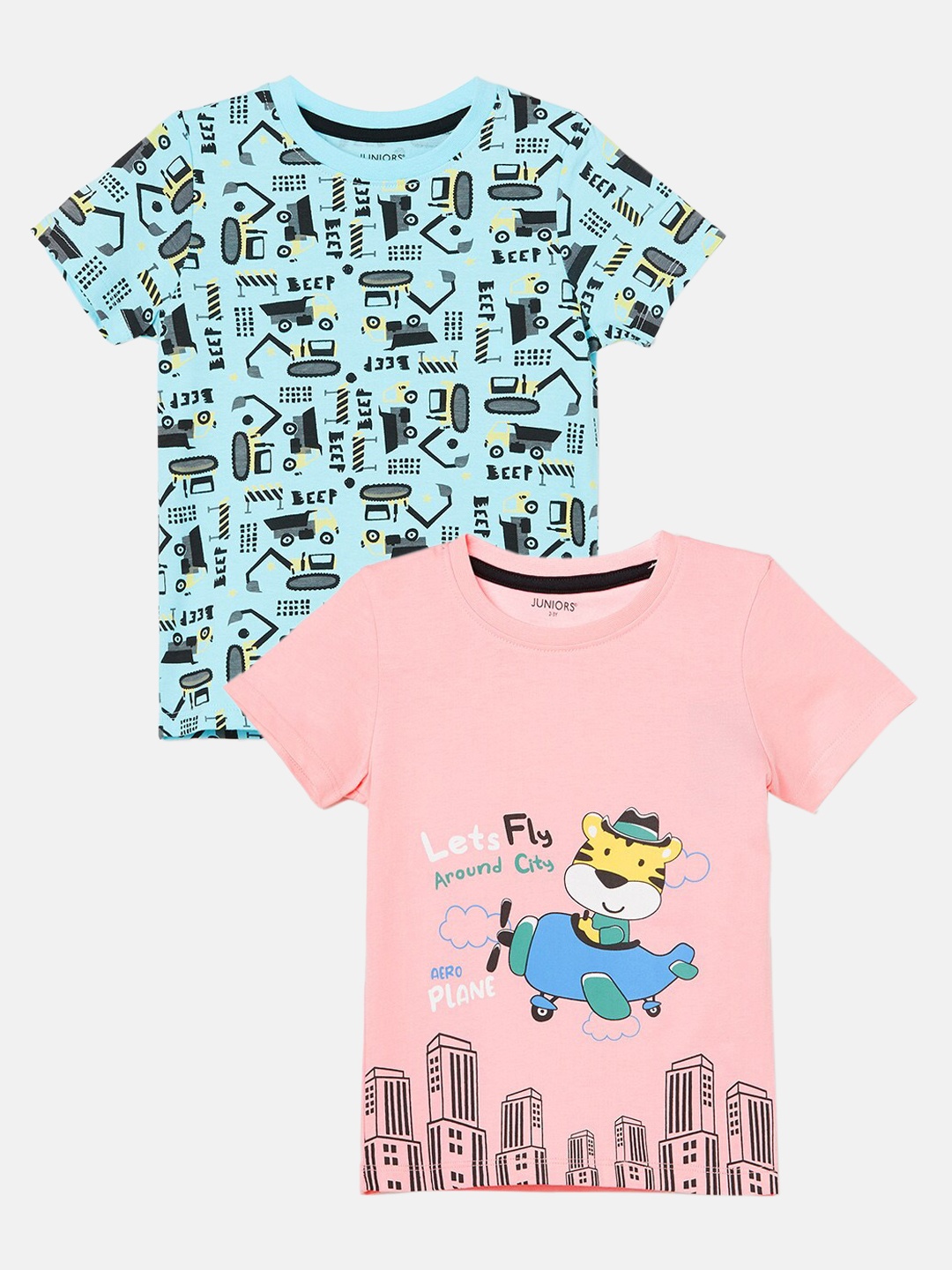 Juniors by Lifestyle Boys Pack Of 2 Graphic Printed Cotton T-shirts, Pink