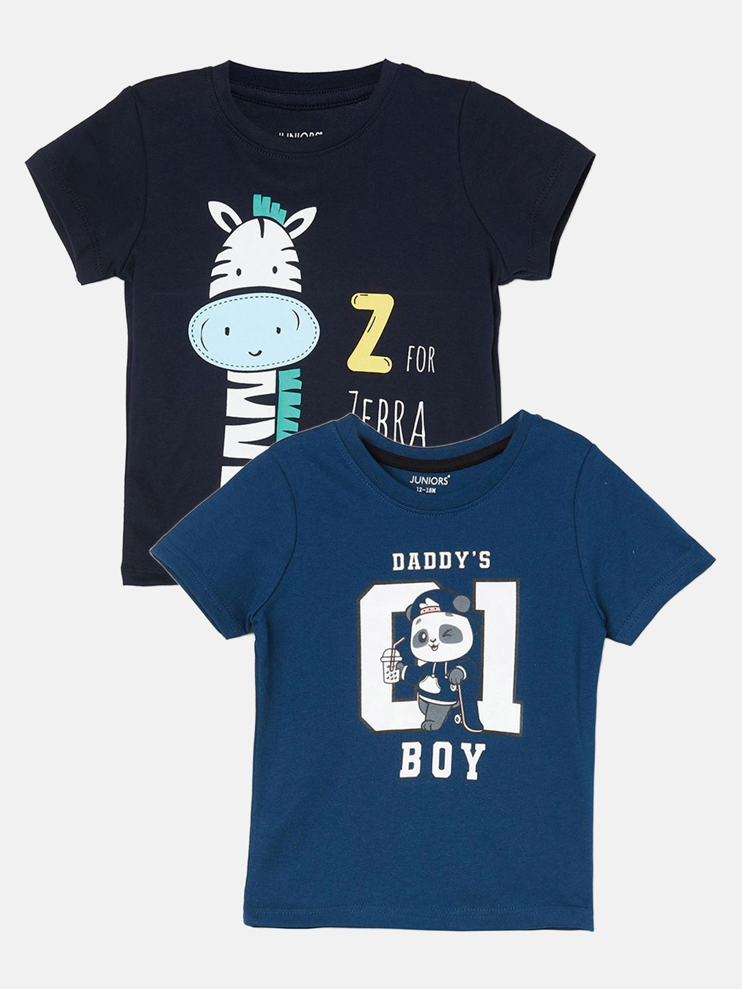 

Juniors by Lifestyle Boys Pack Of 2 Graphic Printed Pure Cotton T-shirts, Teal