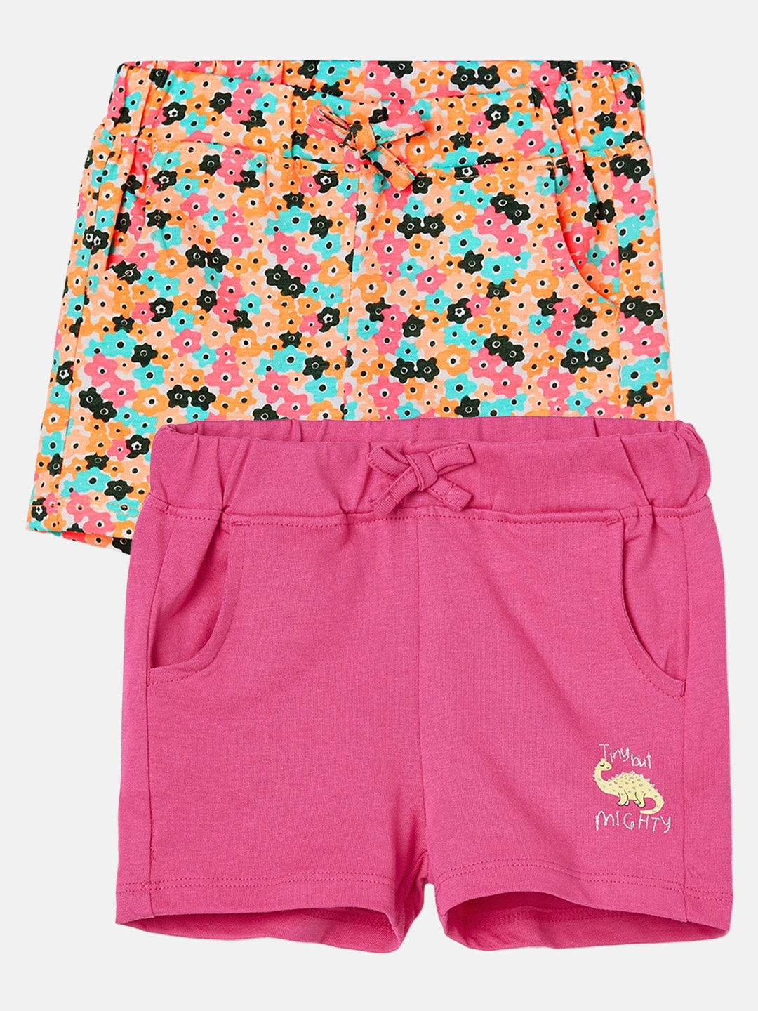 

Juniors by Lifestyle Girls Pack Of 2 Printed Mid Rise Cotton Shorts, Pink