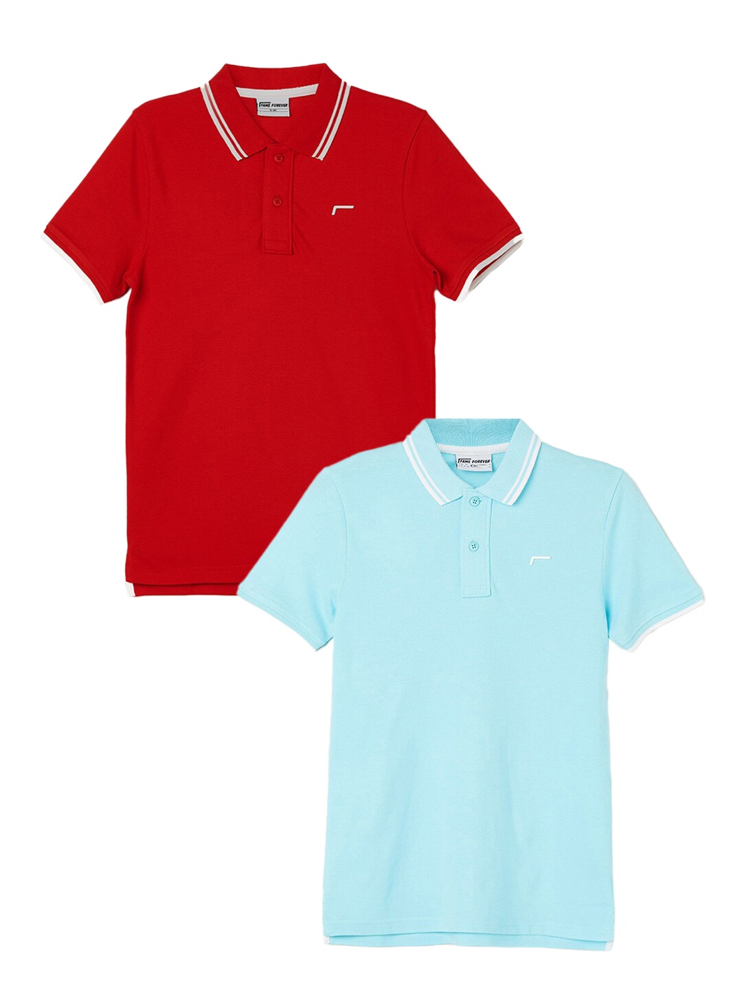 

Fame Forever by Lifestyle Boys Pack Of 2 Polo Collar Pure Cotton T-Shirts, Blue