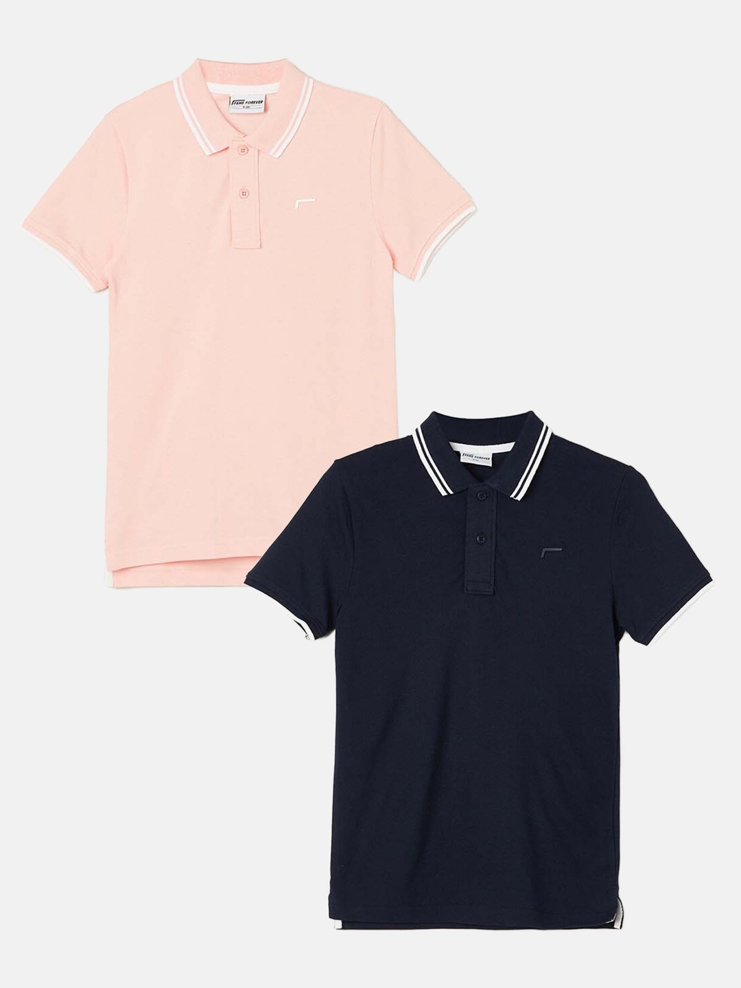 

Fame Forever by Lifestyle Boys Pack Of 2 Polo Collar Pure Cotton T-Shirts, Blue