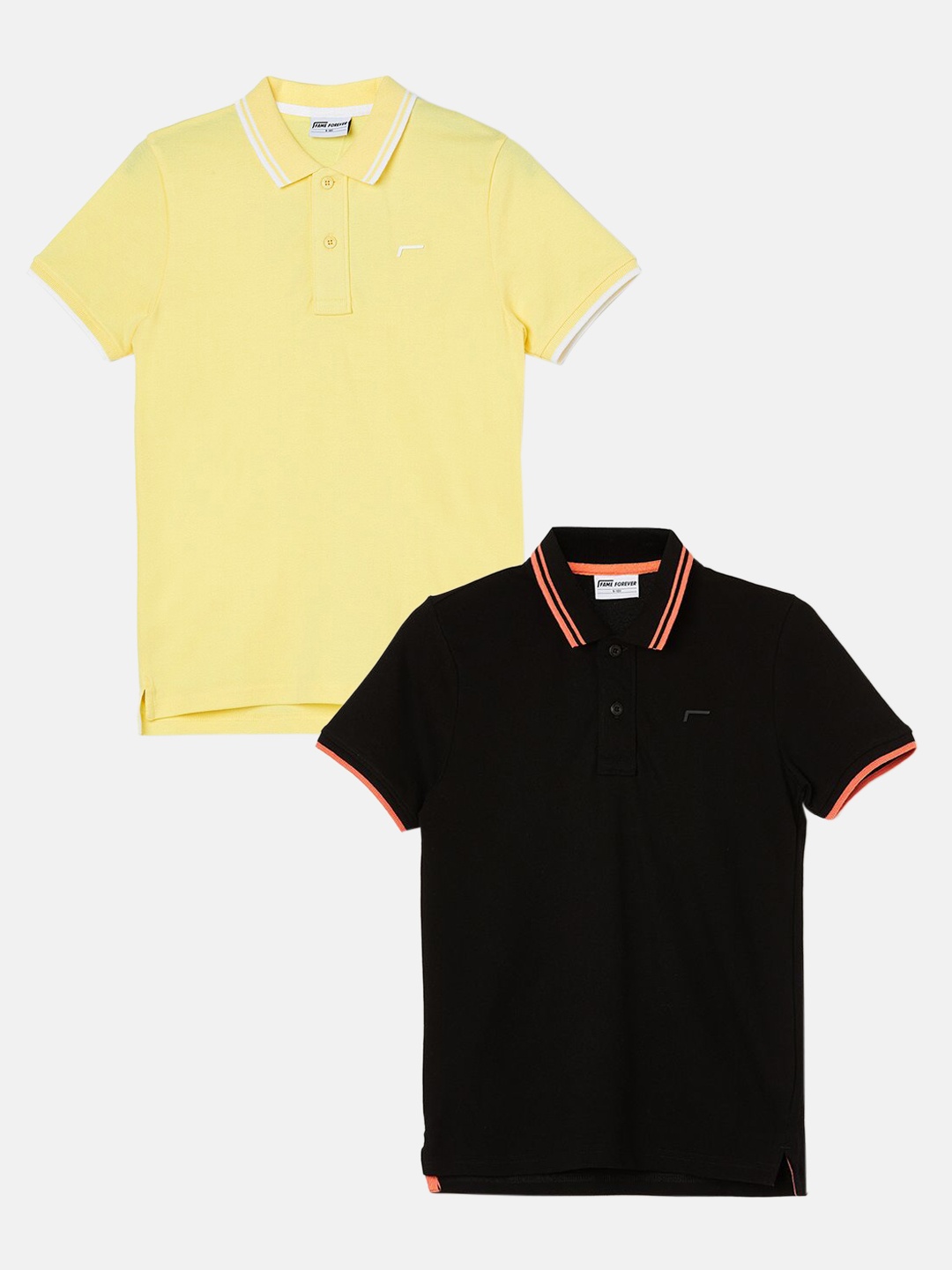 

Fame Forever by Lifestyle Boys Pack Of 2 Polo Collar Pure Cotton T-Shirts, Black