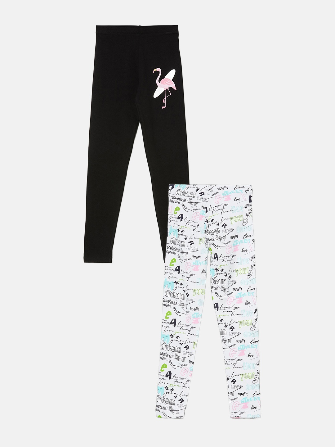 

Fame Forever by Lifestyle Girls Pack Of 2 Printed Leggings, White
