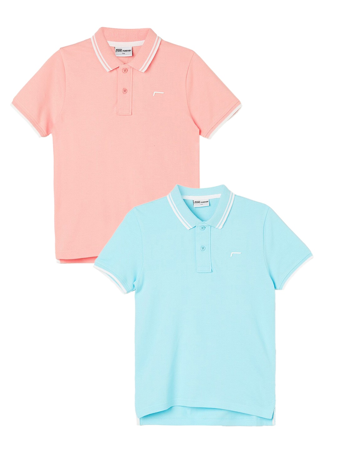 

Fame Forever by Lifestyle Boys Pack Of 2 Polo Collar Cotton T-shirts, Blue