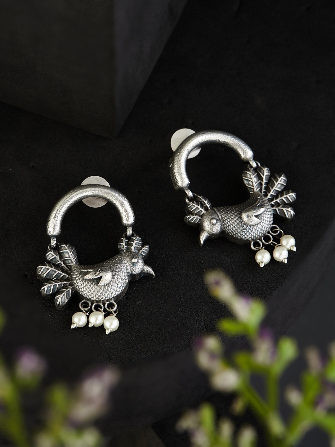 

ATIBELLE German Silver Plated Bird Shaped Drop Earrings
