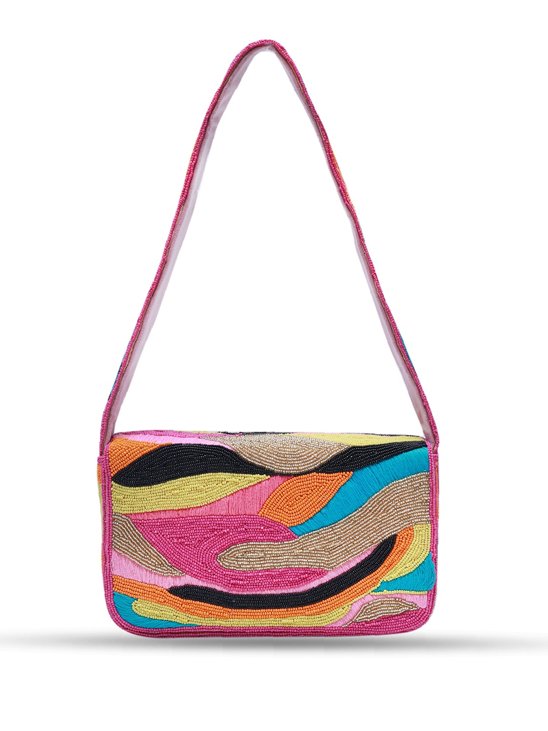 

THE TAN CLAN Colourblocked Suede Structured Shoulder Bag, Pink