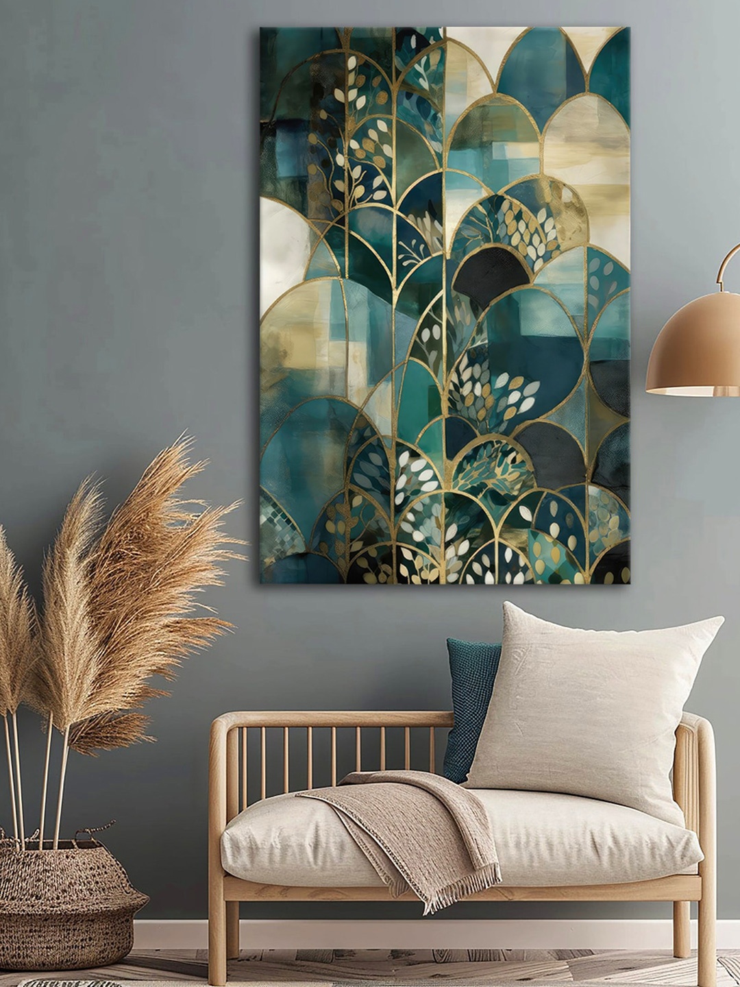 

999Store Green & Gold-Toned Abstract Canvas Wall Art