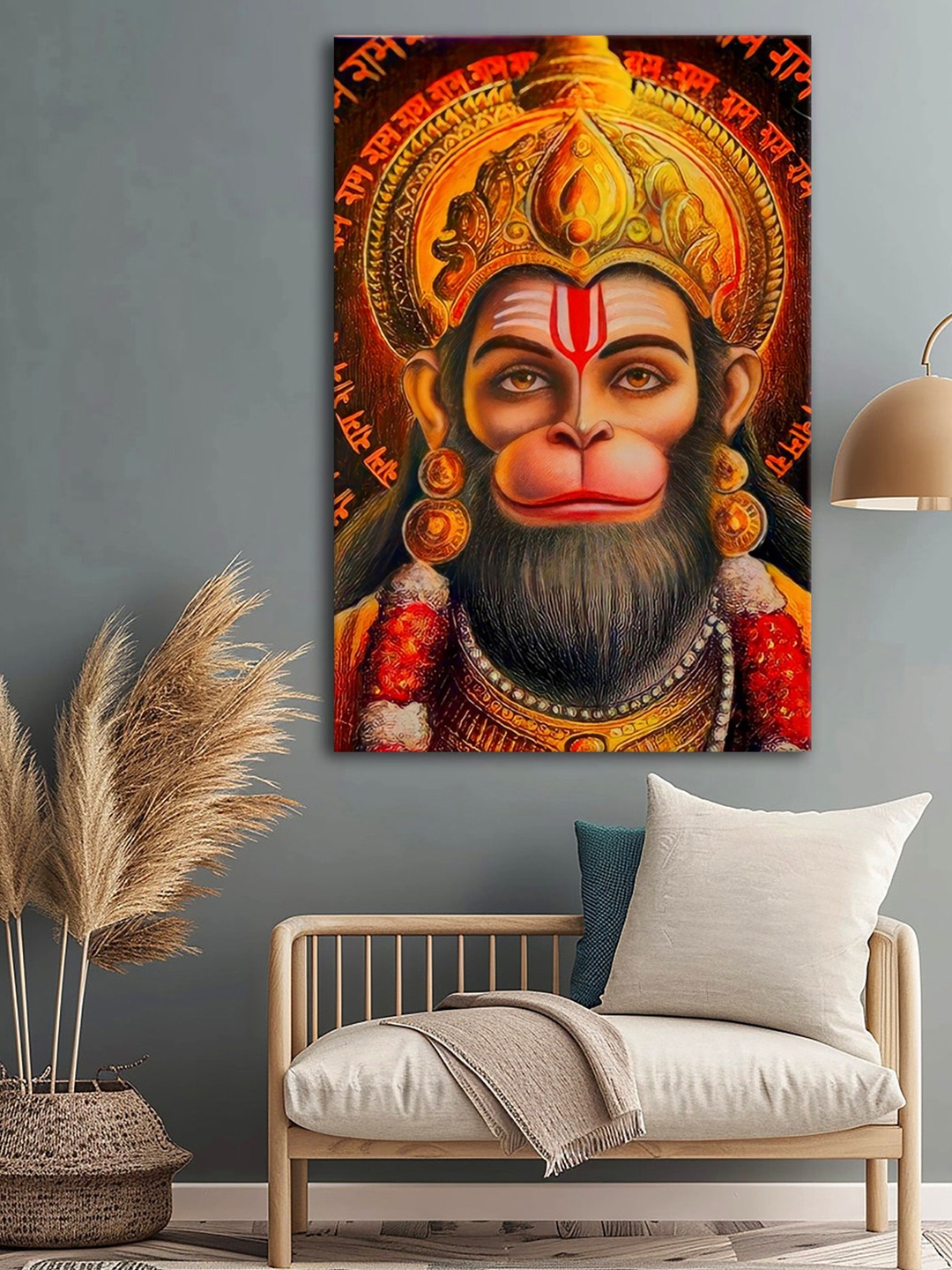 999Store Brown & Gold-Toned Lord Hanuman Religious Canvas Wall Art